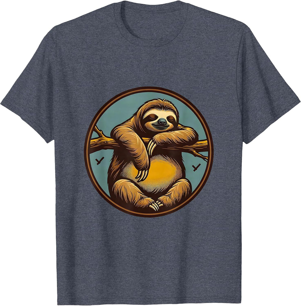 Sealed Sloth Badge Funny Lazy Humor Novelty T-Shirt - Heather Blue