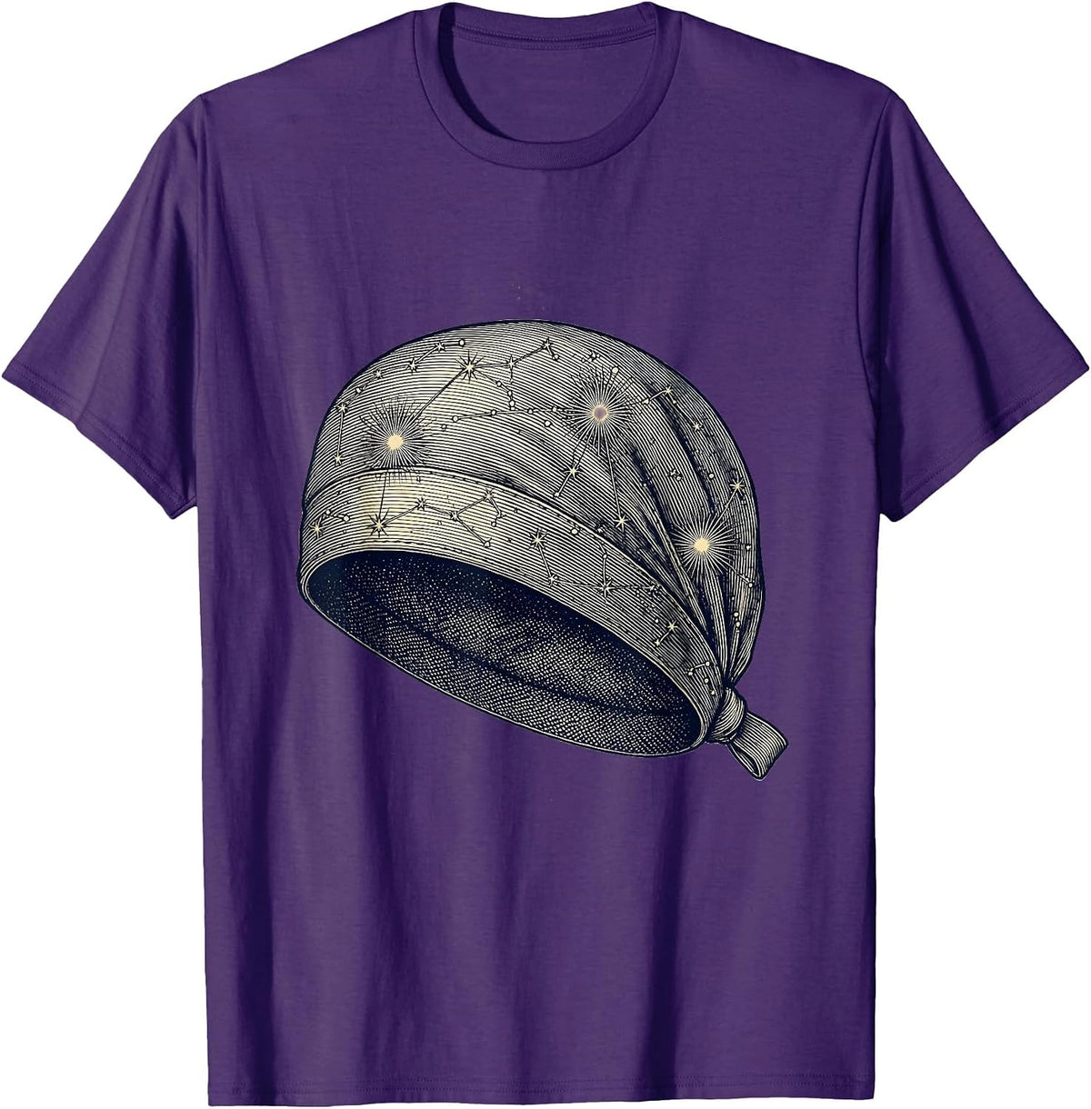 Men's Celestial Scrub Cap Nursing Constellation Art T-Shirt - Purple