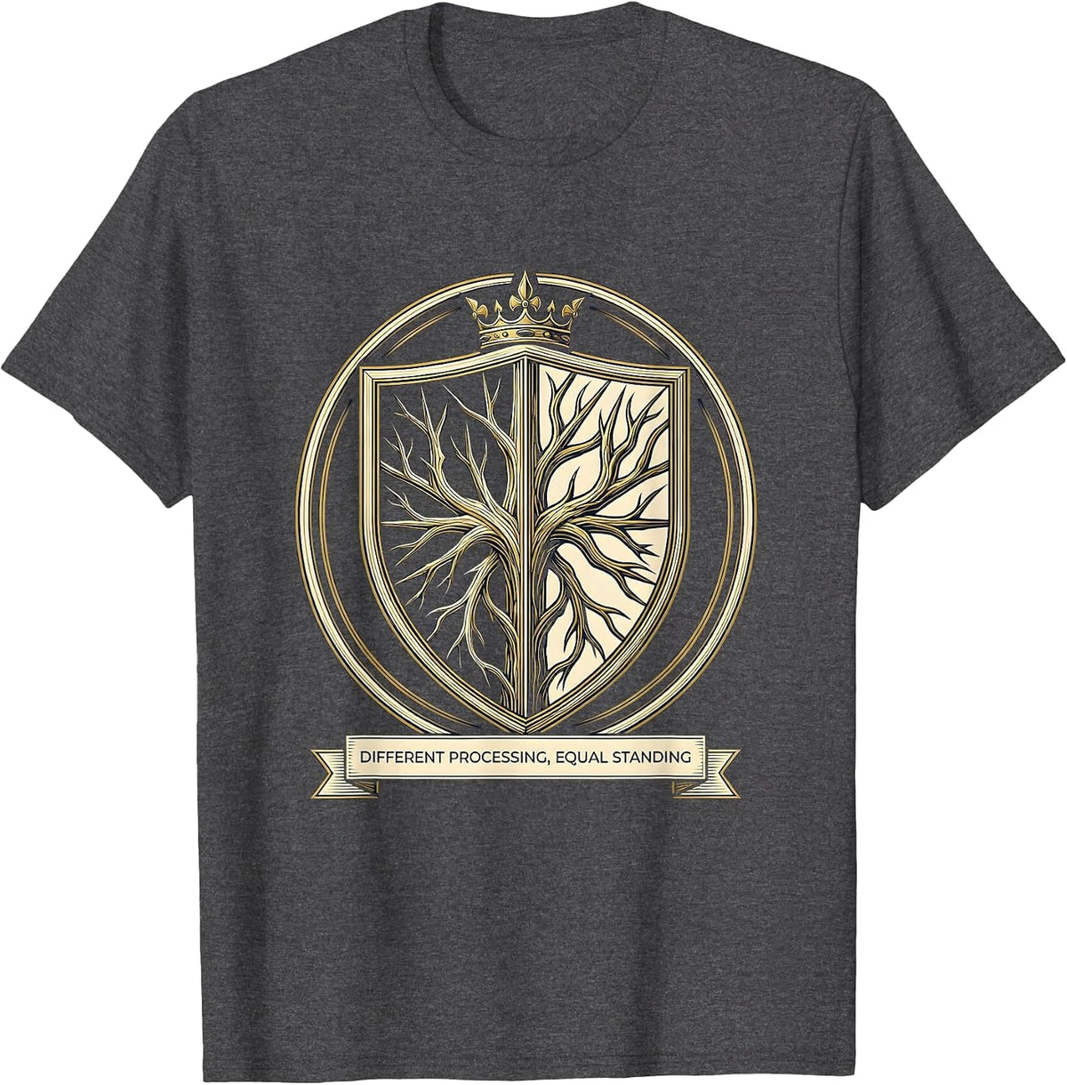 Different Processing Equal Standing Neurodivergent Meme T-Shirt - Dark Heather Grey