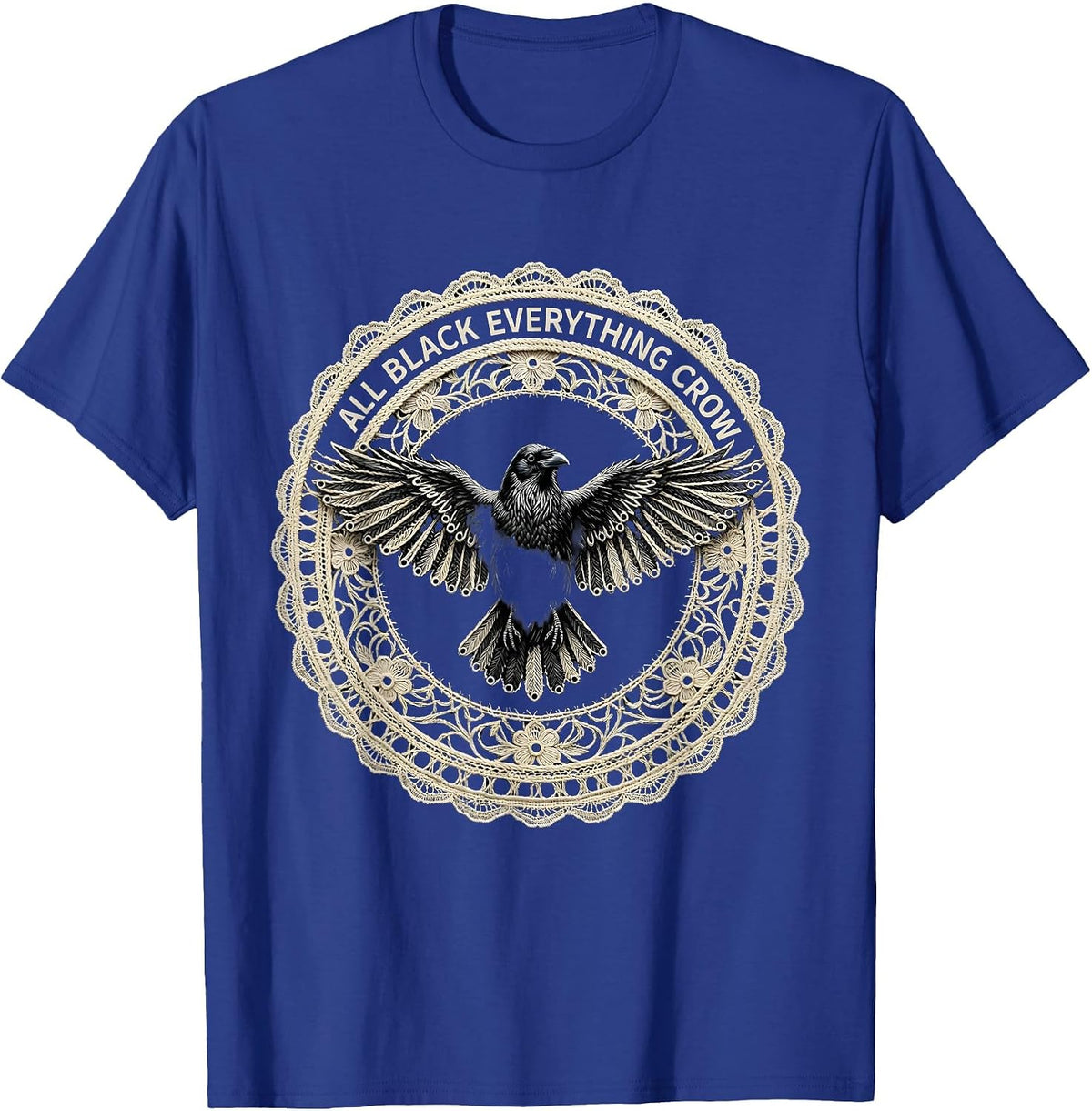 Men's All Black Everything Crow Graphic Design T-Shirt - Royal Blue