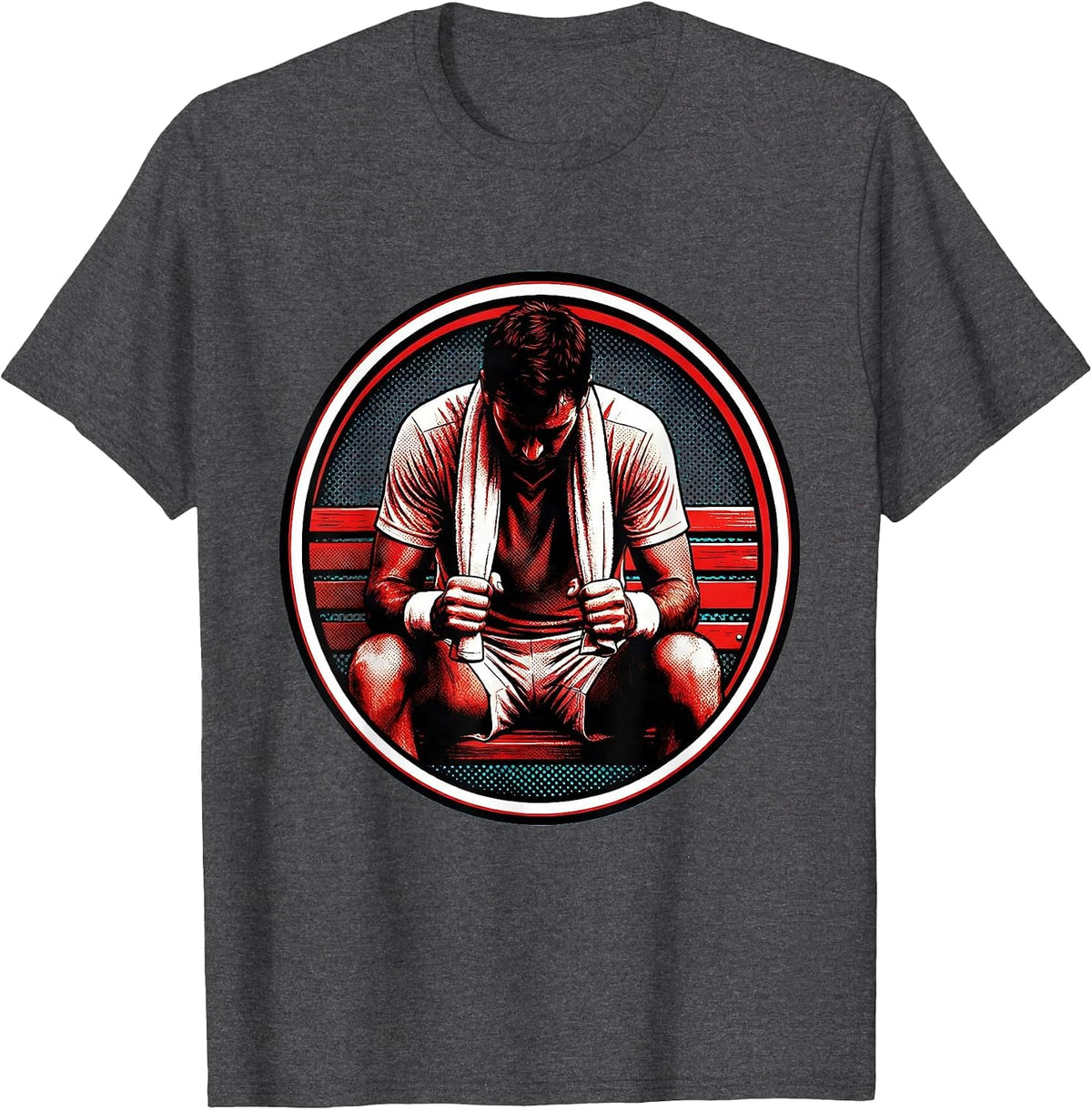 Tennis Player Toweling Off Courtside Graphic T-Shirt - Dark Heather Grey