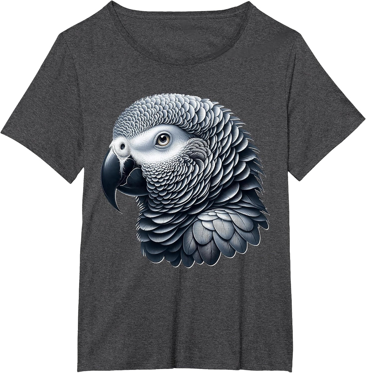 African Grey Parrot Design T-Shirt - Dark Heather Grey