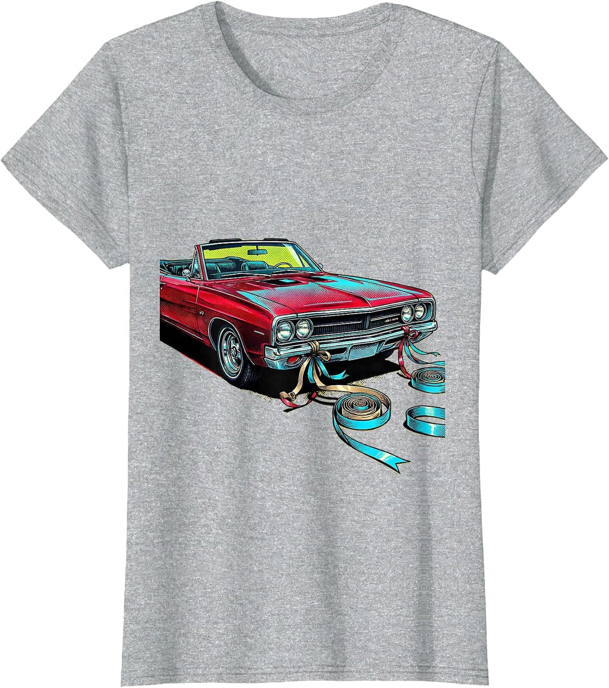 21st Birthday Vintage Car With Streamers Design T-Shirt - Heather Grey