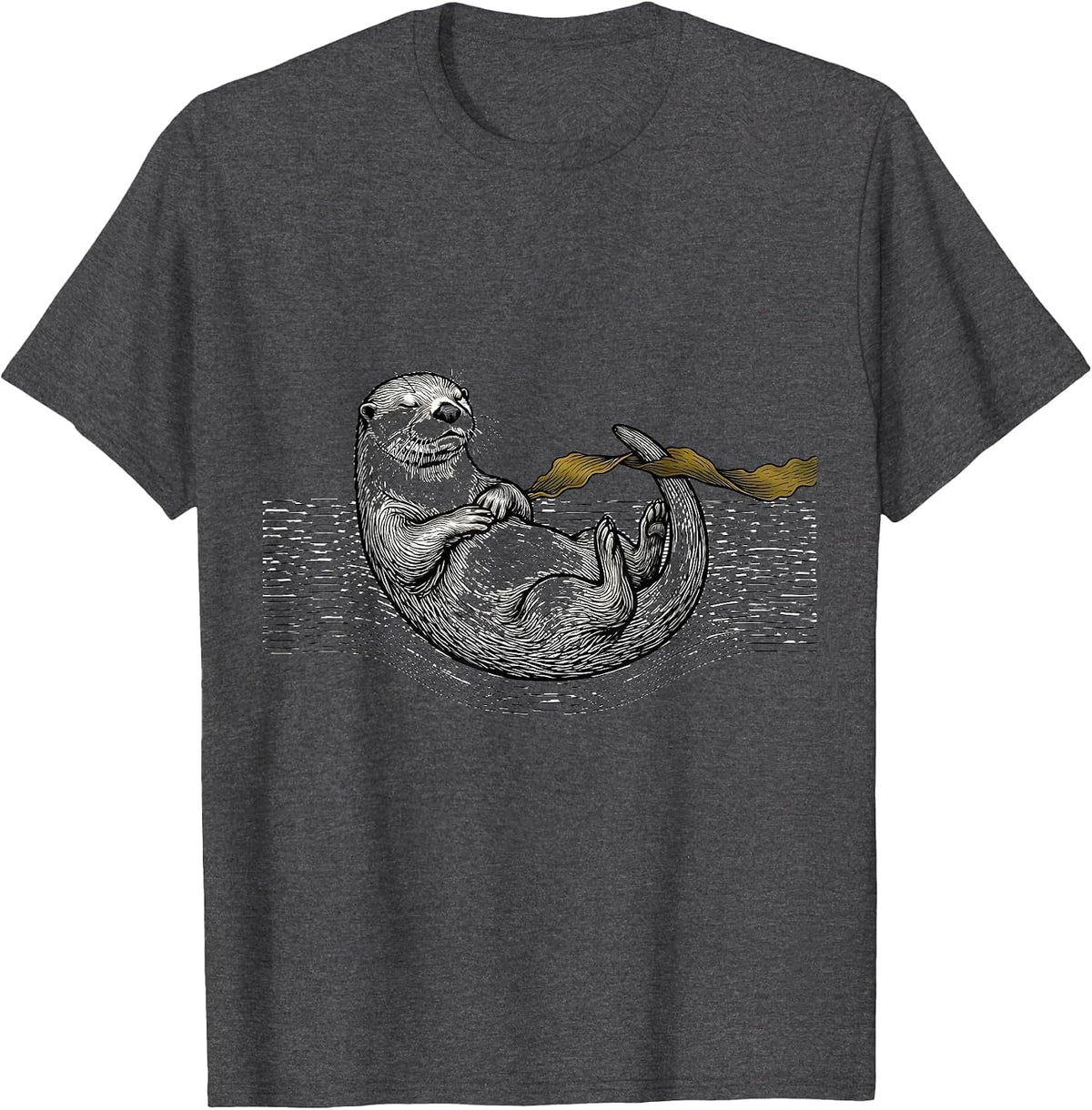 Contour Otter Line Art Funny Otter Lover Gift T-Shirt - Dark Heather Grey
