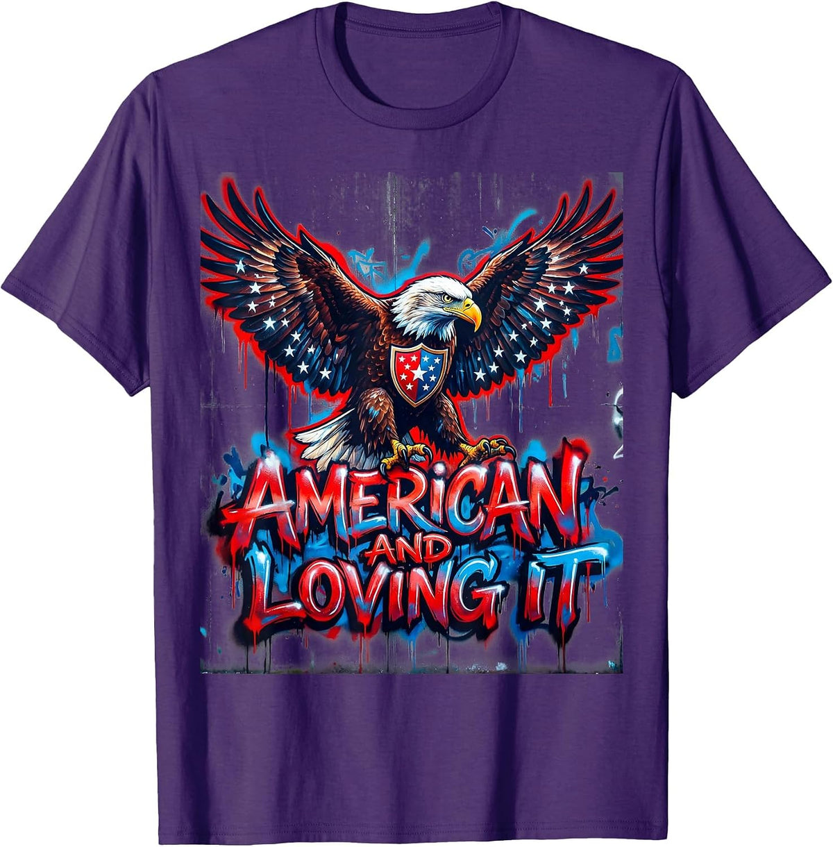 American And Loving It USA Pride Graphic Design T-Shirt - Purple