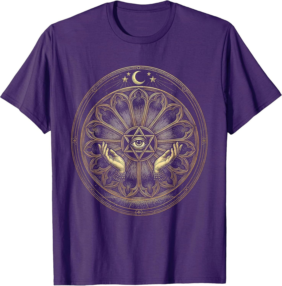 Men's Stained Glass Window Colorful Shadow Faith Design T-Shirt - Purple