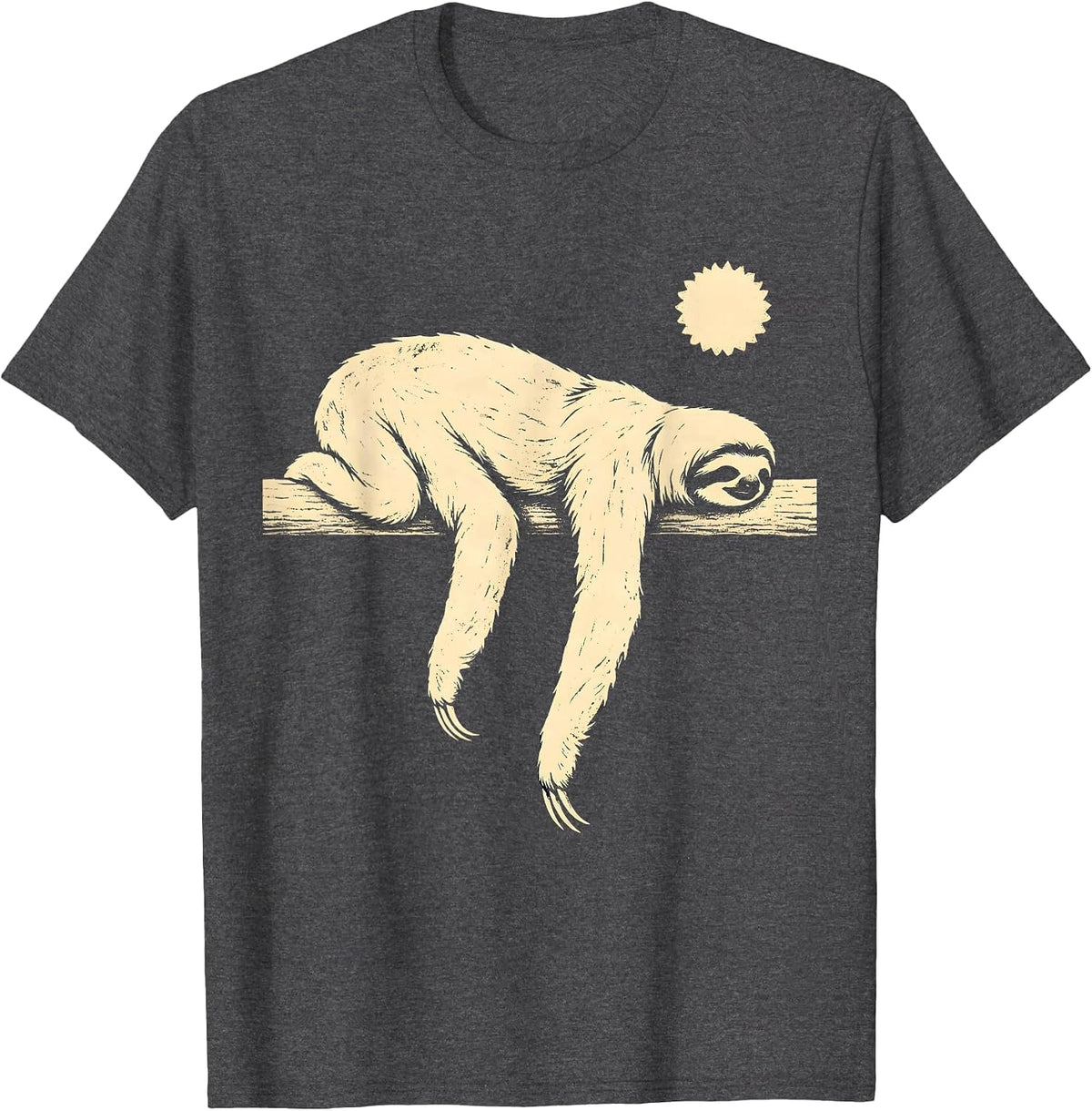 Solid Masked Sloth Silhouette Humor Novelty Gift T-Shirt - Dark Heather Grey
