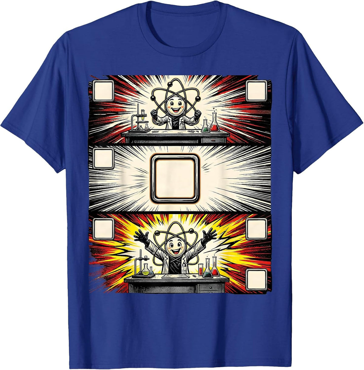 Men's Atom Comic Strip Science Humor Student Gift T-Shirt - Royal Blue