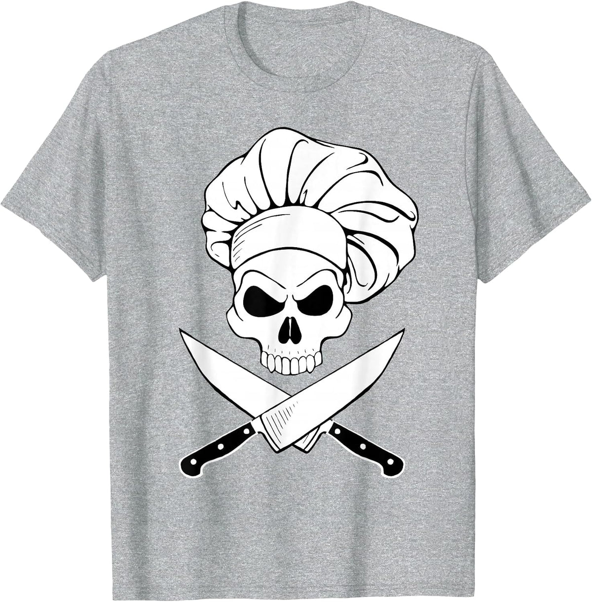 Chef Skull and Crossbones Knives Tshirt T-Shirt - Heather Grey