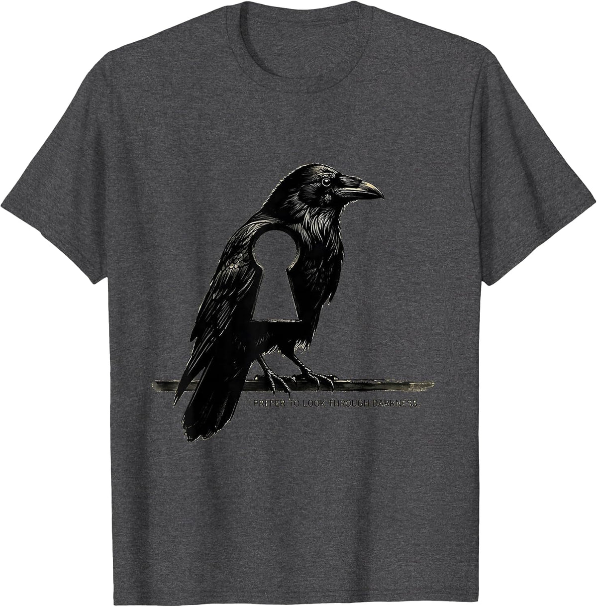 Men's I Prefer To Look Through Darkness Gothic Edgar Allan Poe T-Shirt - Dark Heather Grey