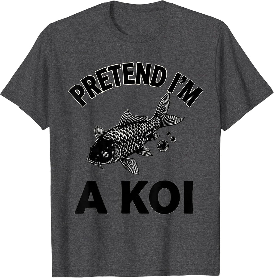 Men's Pretend I'm A Koi Funny Halloween Fish Costume Novelty T-Shirt - Dark Heather Grey