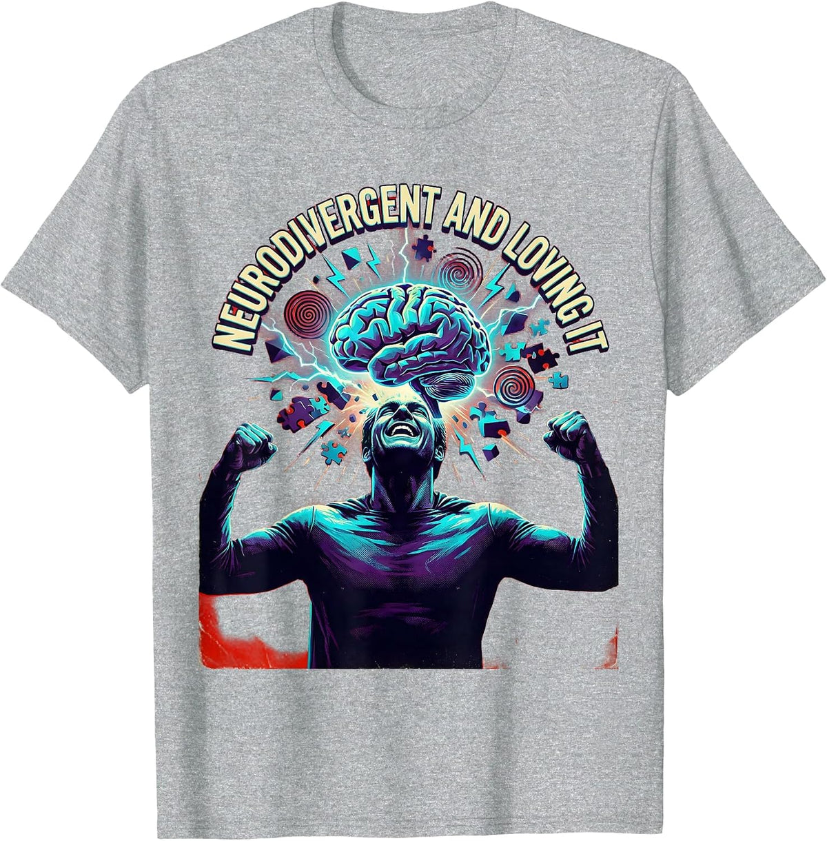 Men's Neurodivergent and Loving It Autism Pride Design T-Shirt - Heather Grey