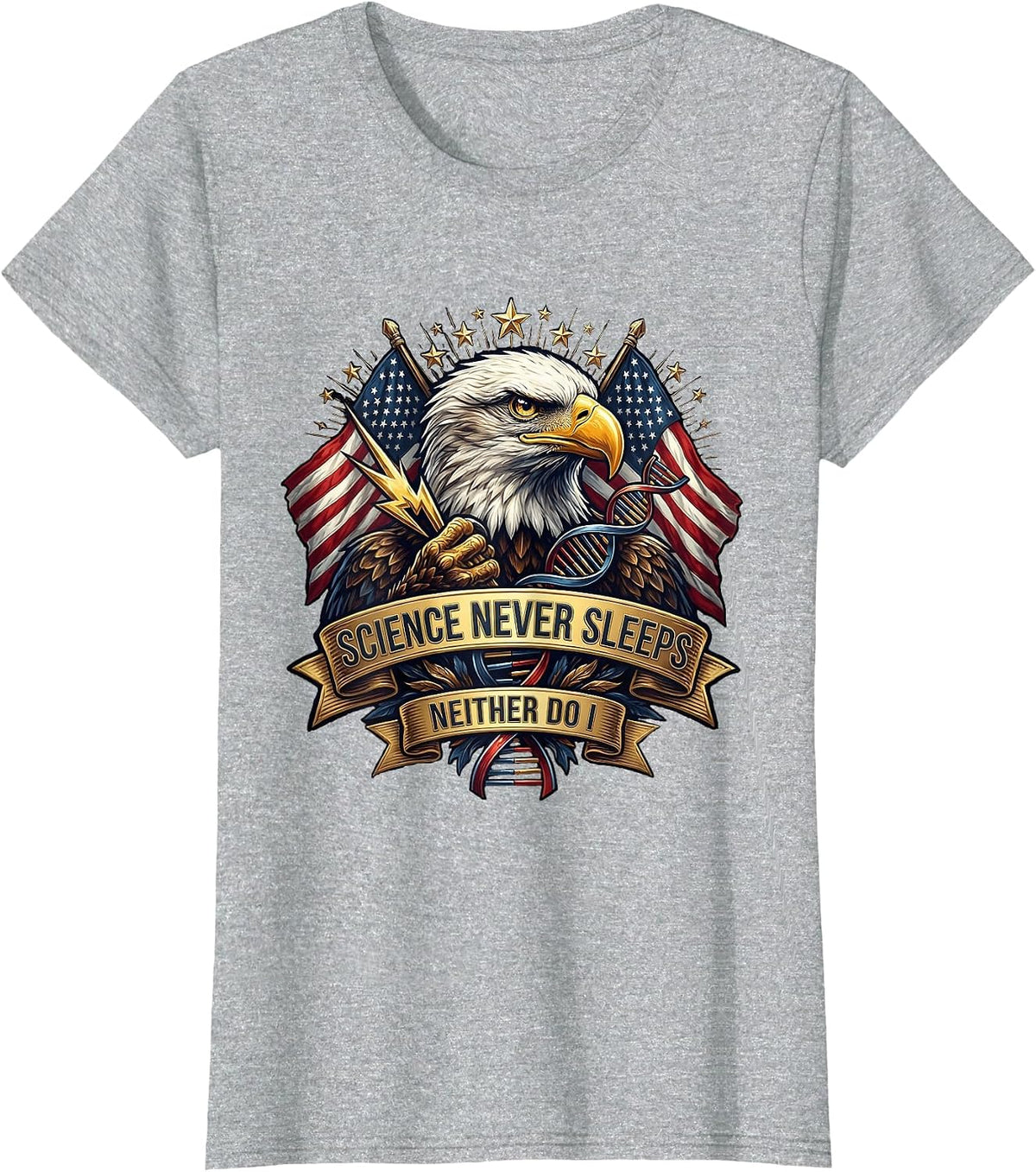 Science Never Sleeps Neither Do I Teacher Design T-Shirt - Heather Grey