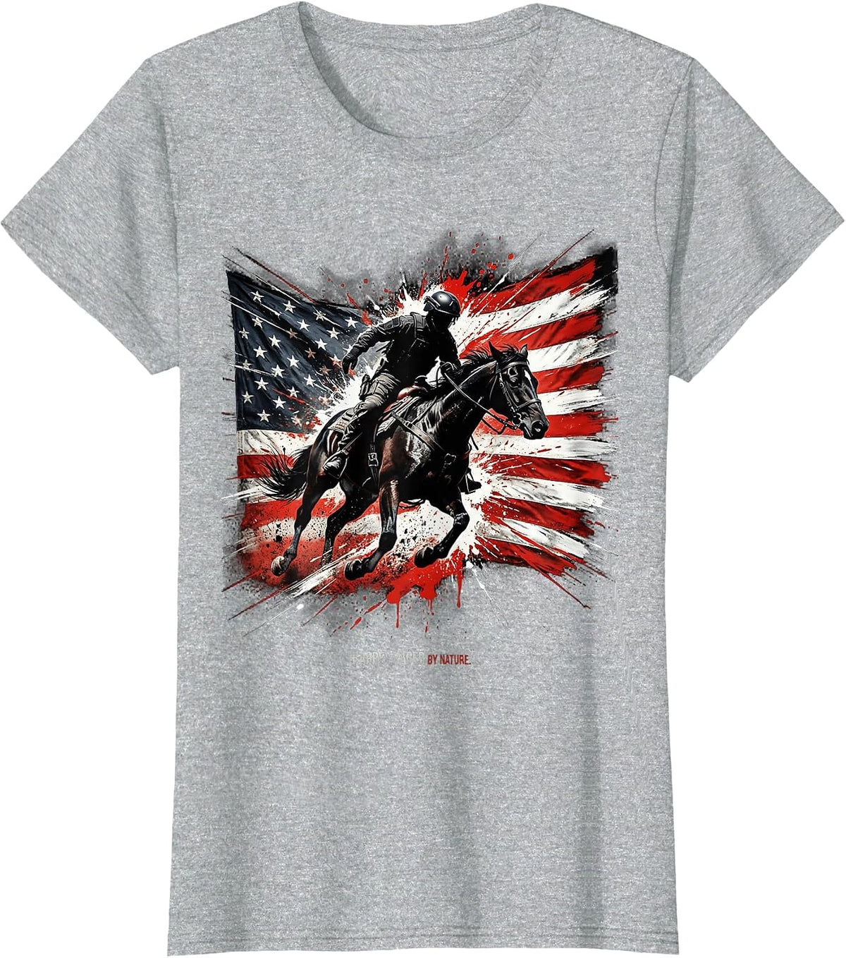 Barrel Racer By Nature Rodeo Design T-Shirt - Heather Grey