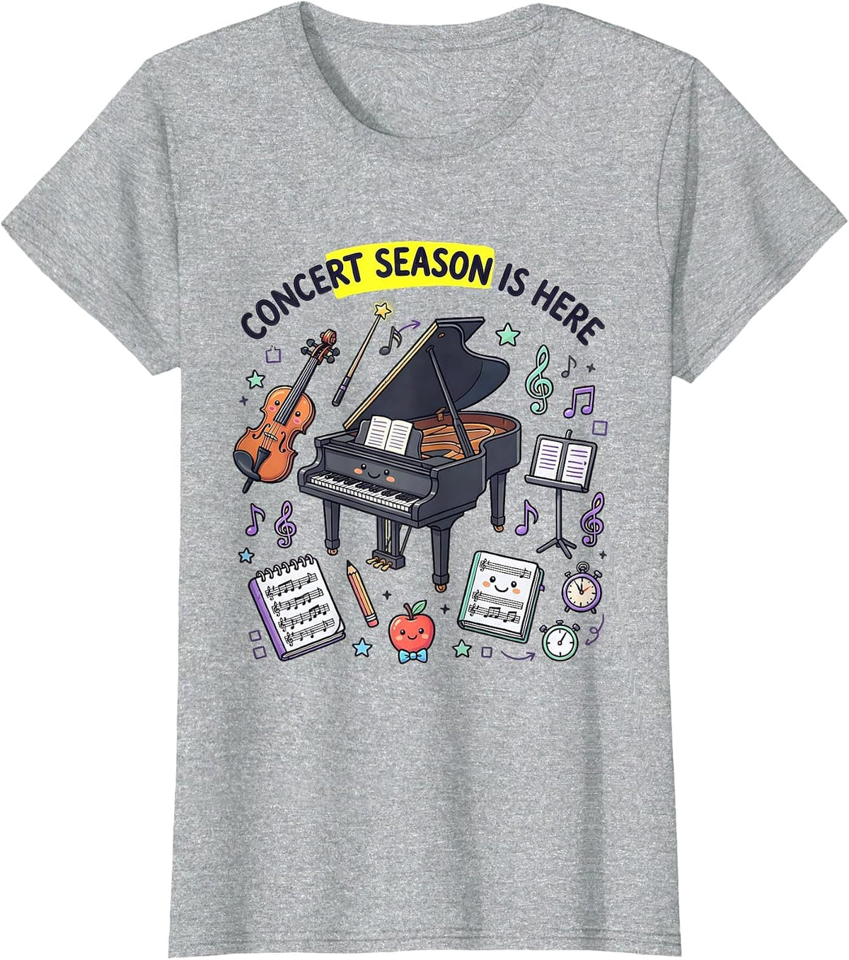 Concert Season Is Here Music Teacher Design T-Shirt - Heather Grey