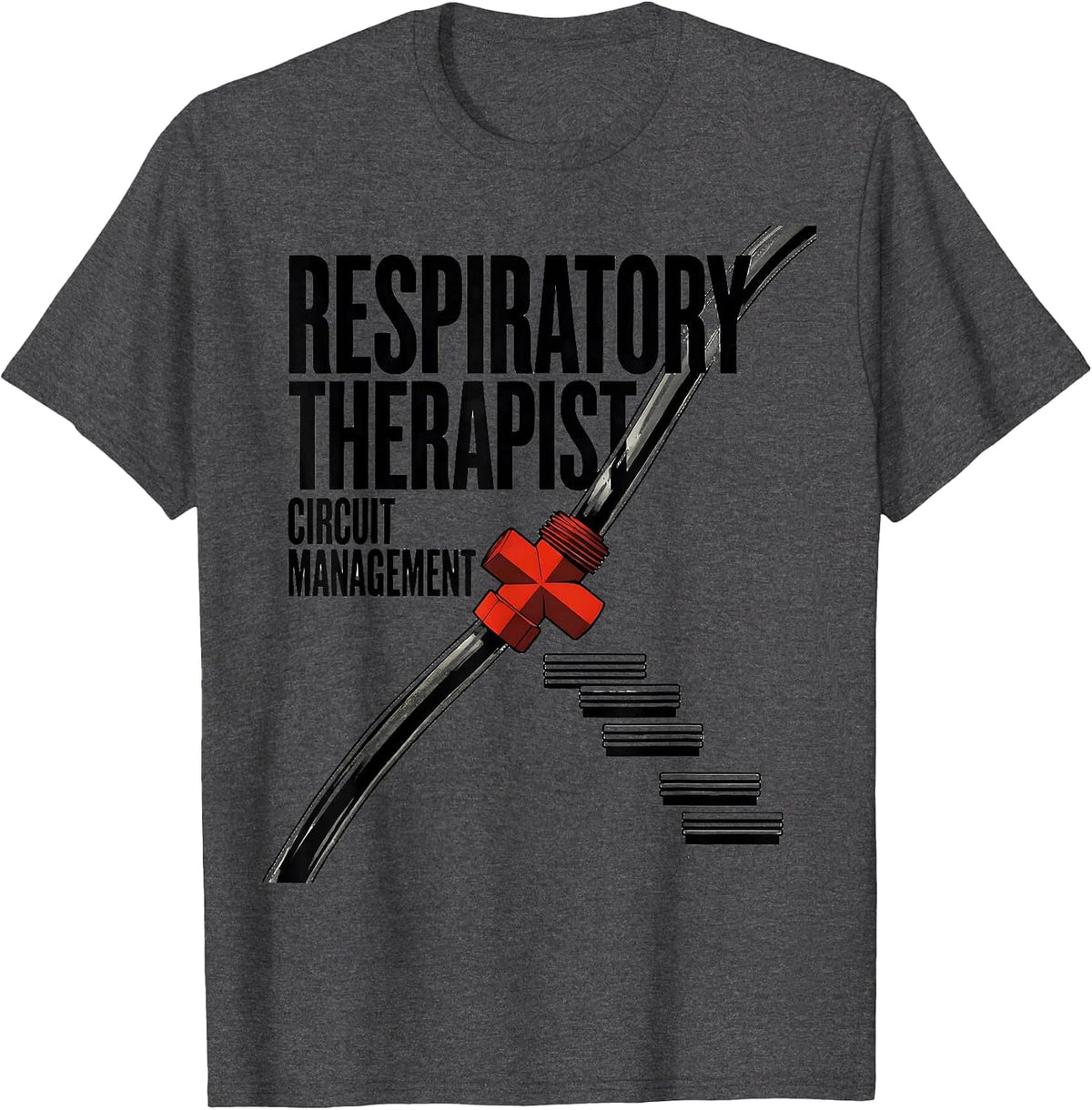 Men's Respiratory Therapist Circuit Management RT T-Shirt - Dark Heather Grey