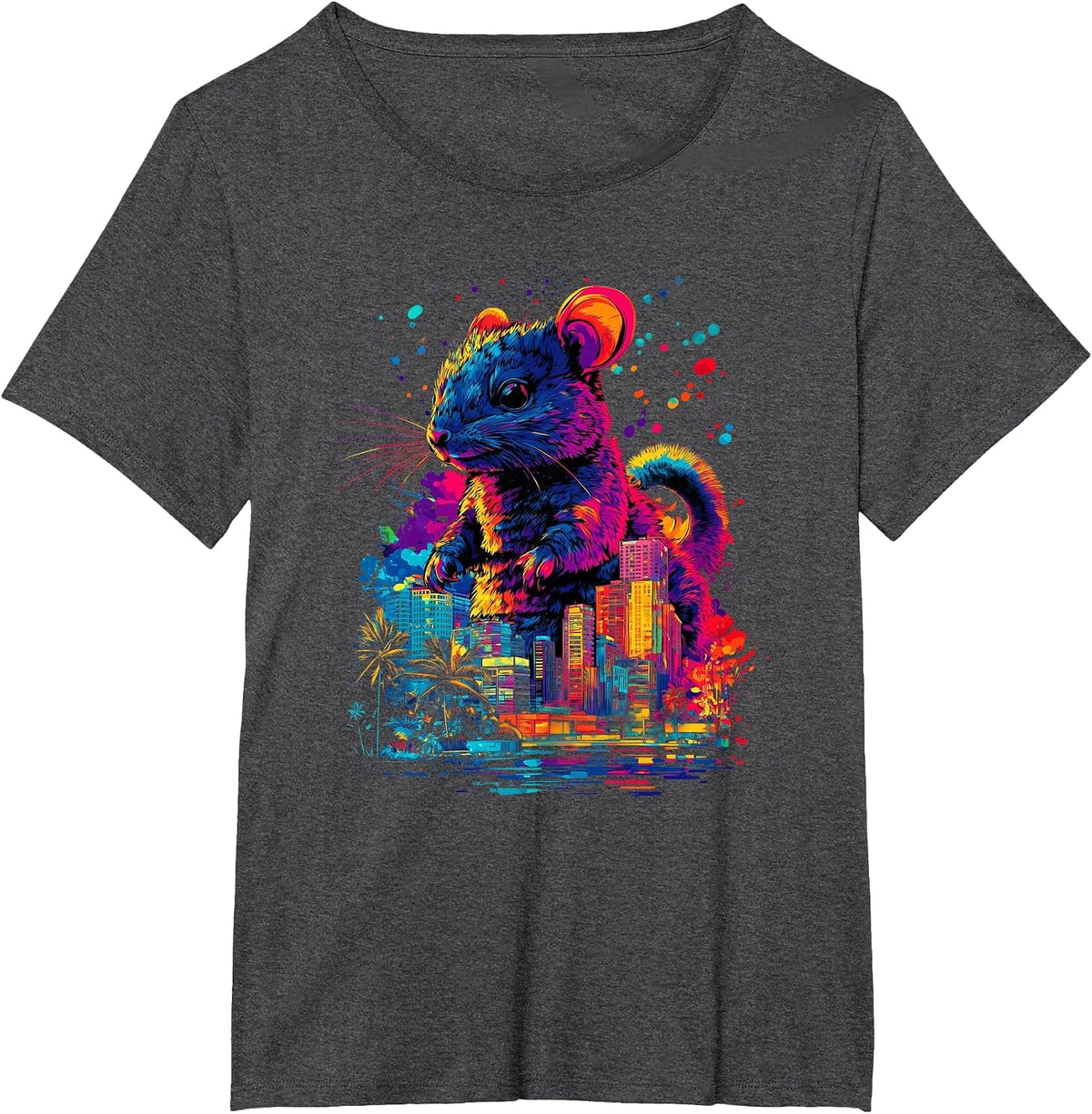 Colorful Chinchilla, Funny Chinchilla, Chinzilla T-Shirt - Dark Heather Grey
