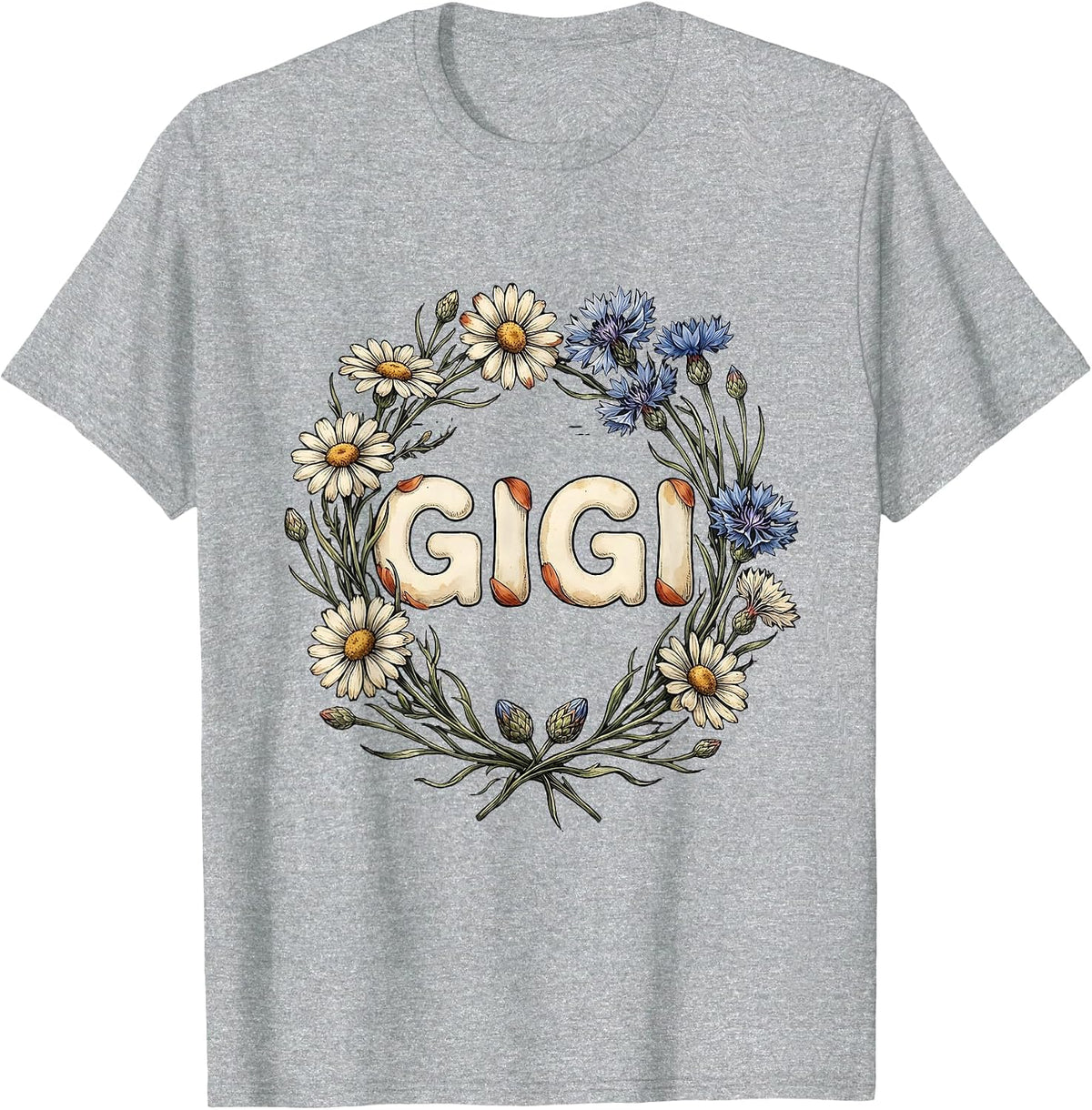 Men's Gigi Vintage Floral Positivity Wildflower Mom Gift T-Shirt - Heather Grey