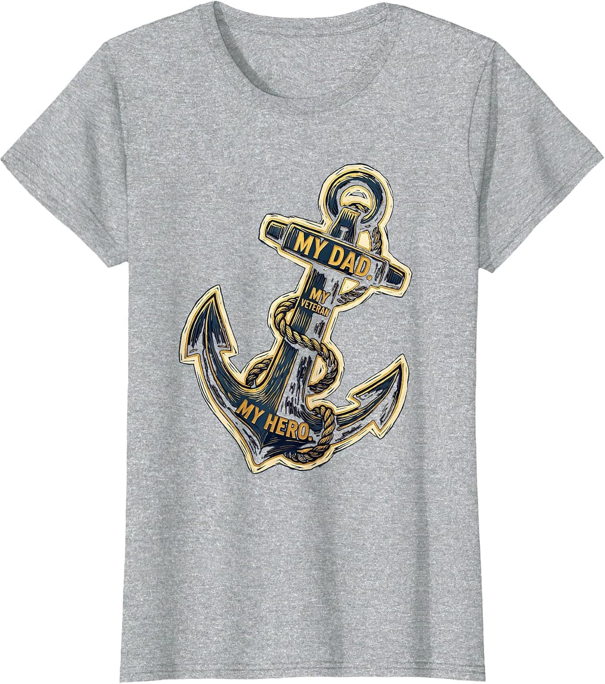My Dad My Veteran My Hero Vintage Military Family Tribute T-Shirt - Heather Grey