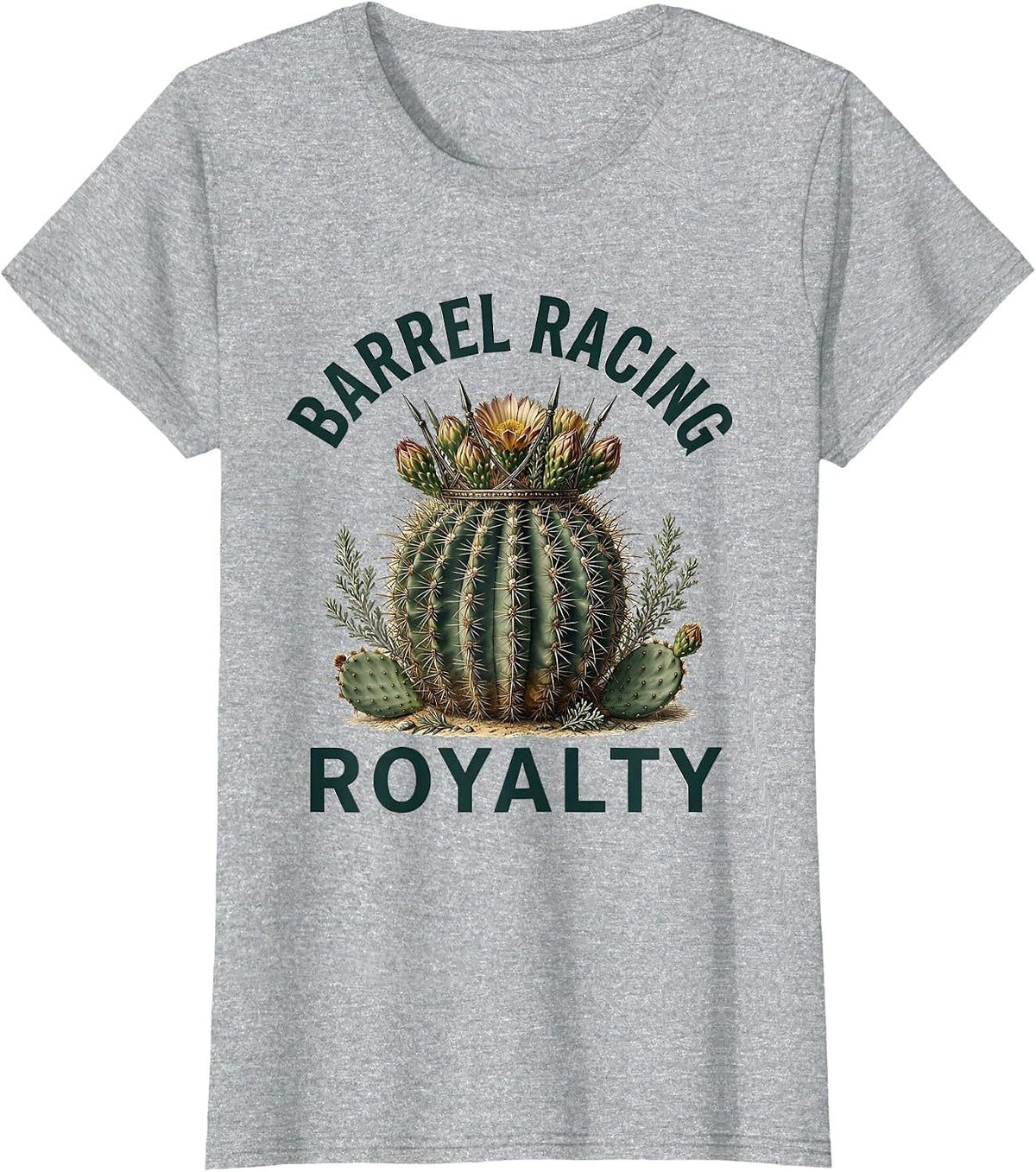 Barrel Racing Royalty Rodeo Design T-Shirt - Heather Grey