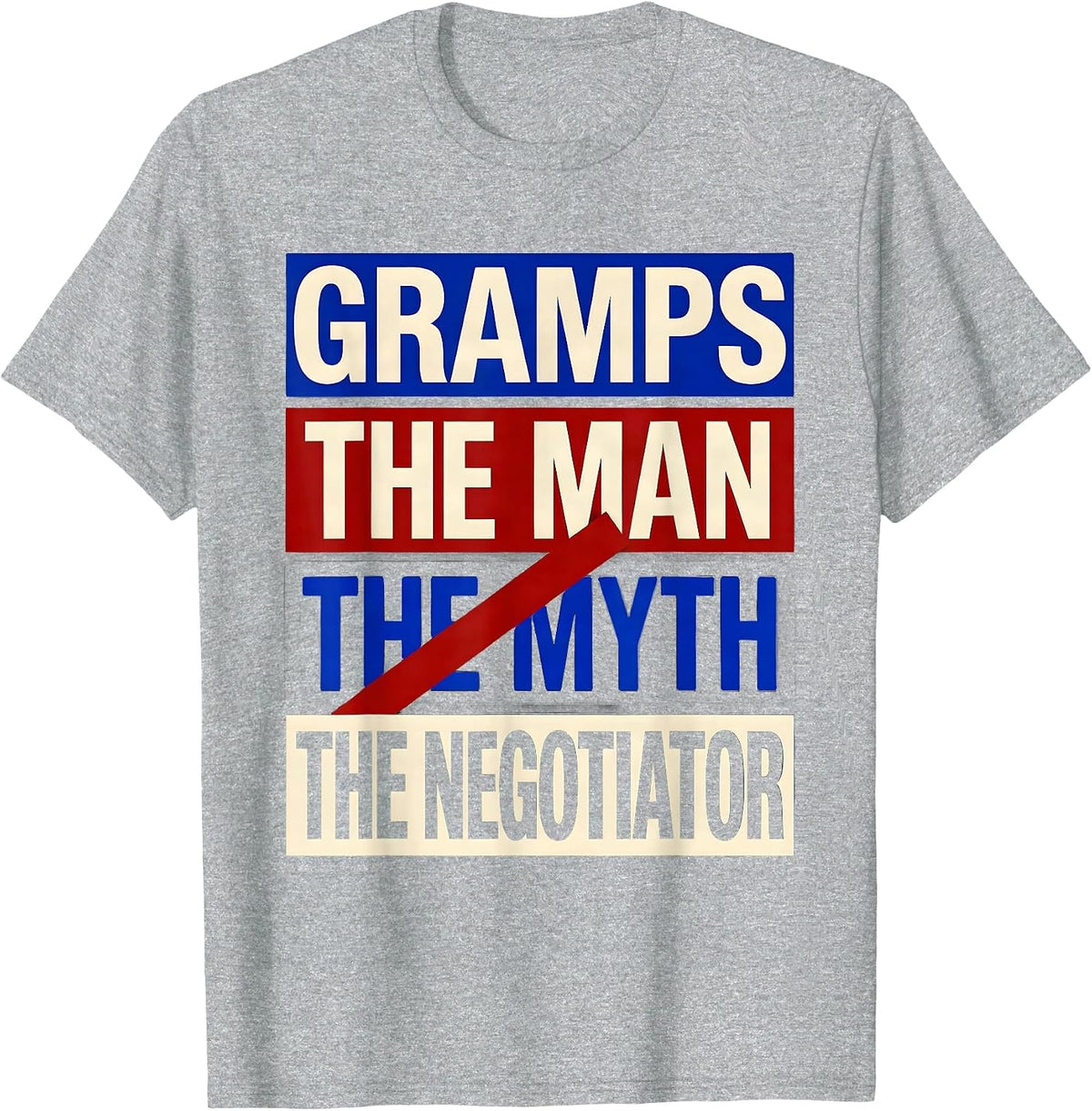 Men's Gramps The Man The Myth The Negotiator Funny Grandpa Gift T-Shirt - Heather Grey