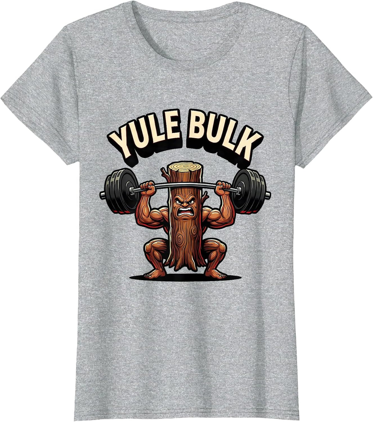 Yule Bulk Funny Christmas Gym Weightlifting Bodybuilding T-Shirt - Heather Grey