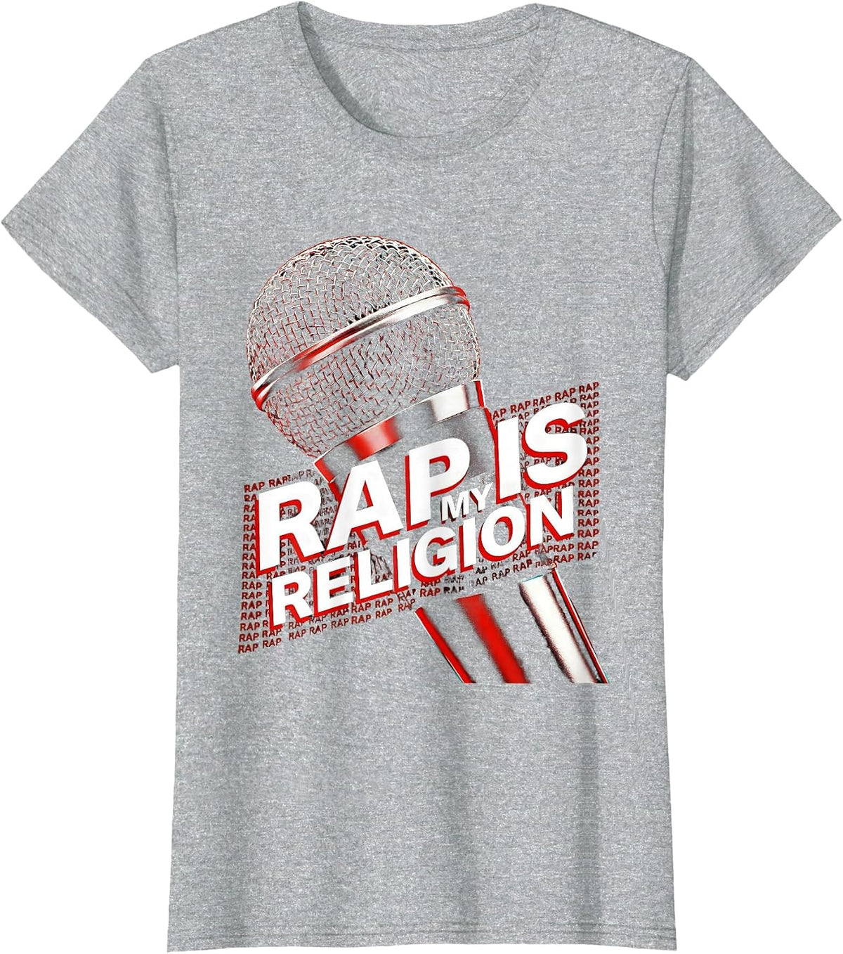 Rap Is My Religion Hip Hop Devotion Design T-Shirt - Heather Grey