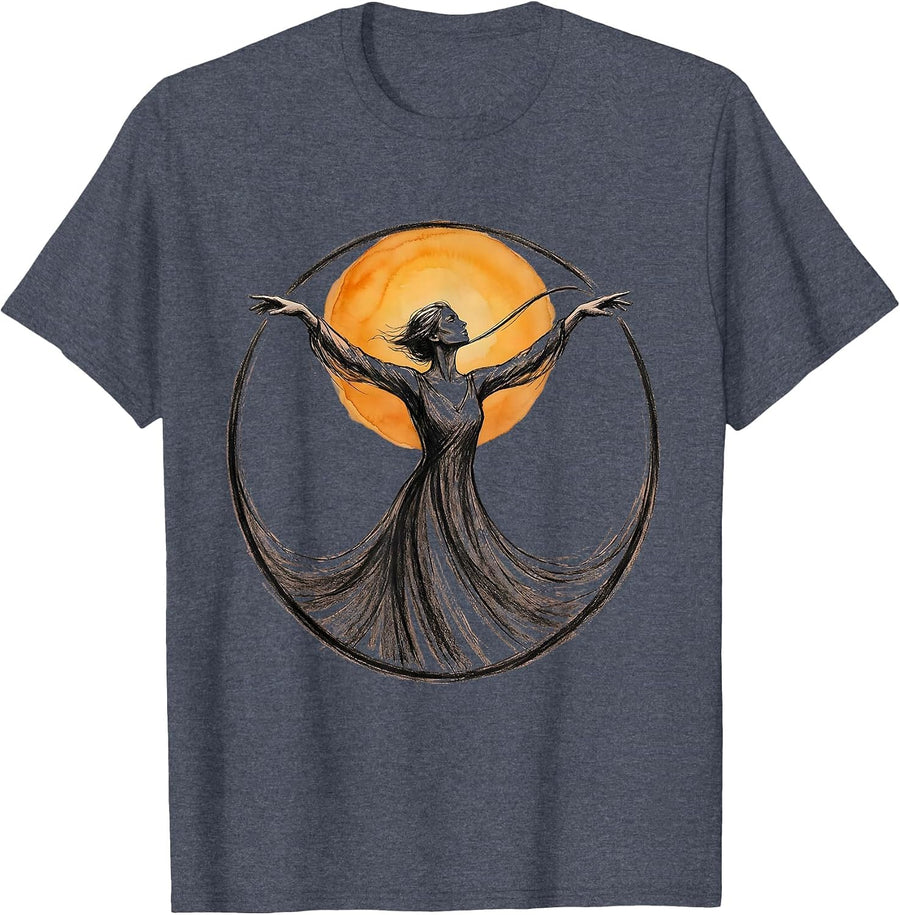 Gigi Sunrise Stretch Graphic Design T-Shirt - Heather Blue