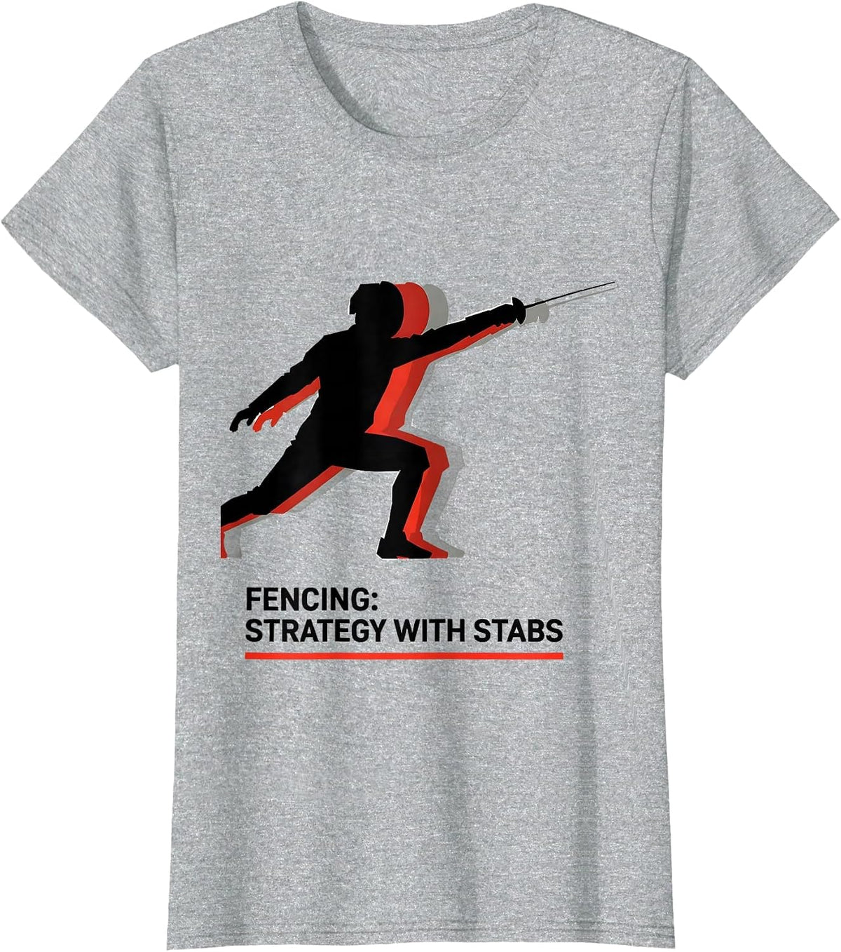 Fencing: Strategy With Stabs Swiss International Sport Humor T-Shirt - Heather Grey