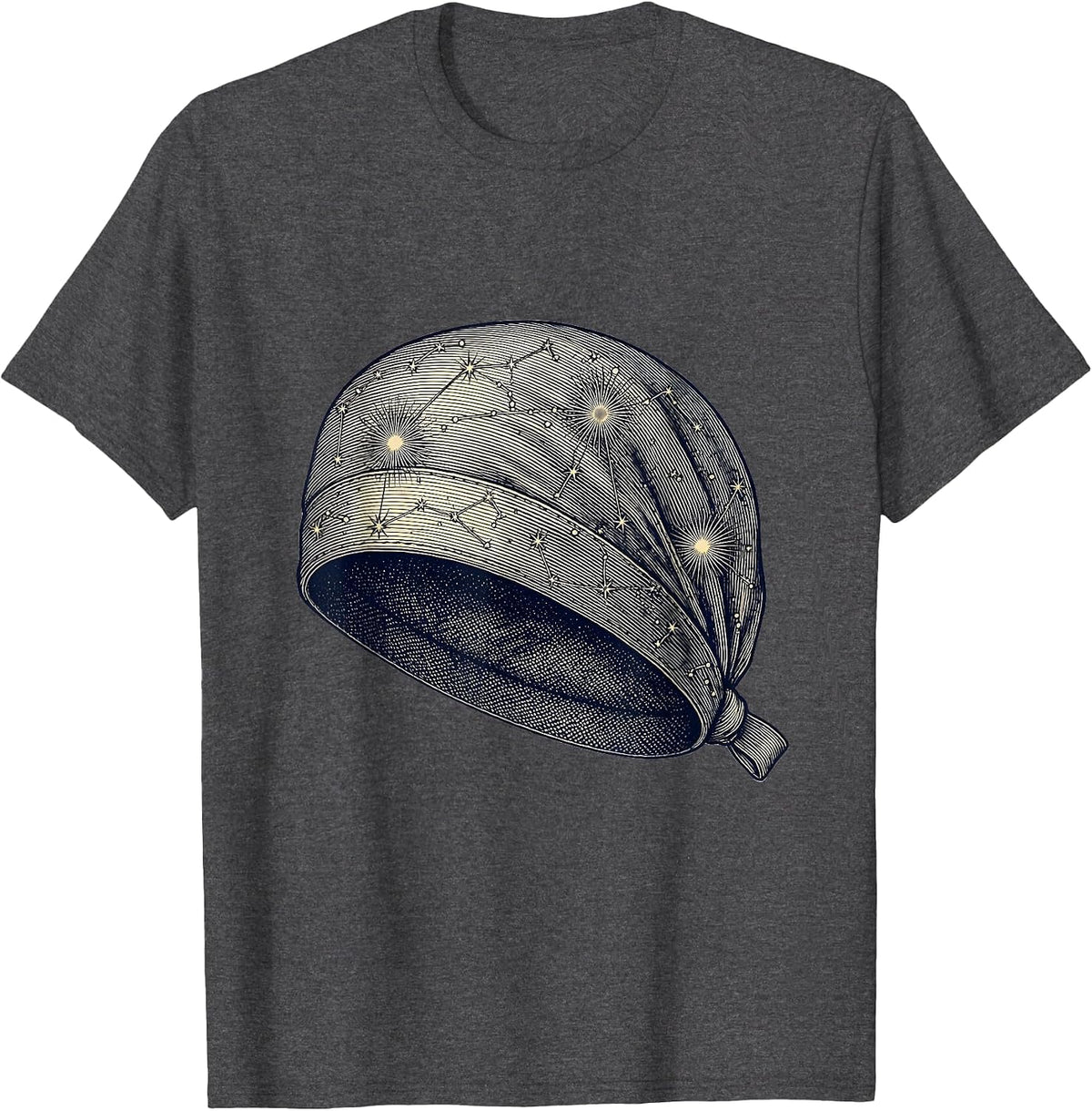 Men's Celestial Scrub Cap Nursing Constellation Art T-Shirt - Dark Heather Grey