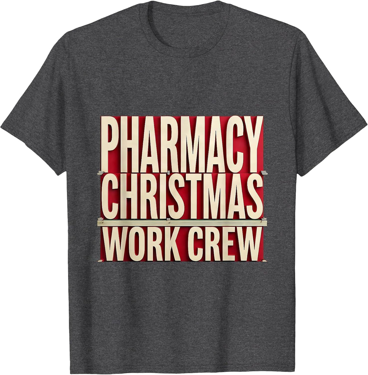 Men's Pharmacy Christmas Work Crew Funny Pharmacist Tech Holiday T-Shirt - Dark Heather Grey
