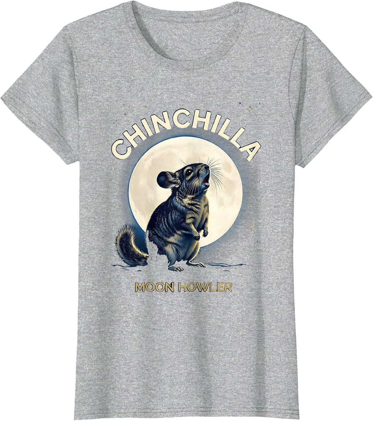 Chinchilla Moon Howler Cosmic Funny Small Mammal Pet Lover T-Shirt - Heather Grey