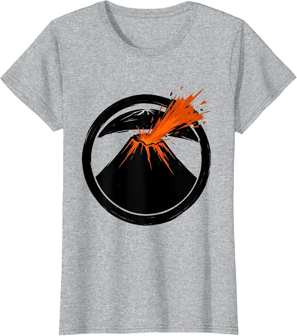 Volcano Erupting Snow Globe Graphic T-Shirt - Heather Grey