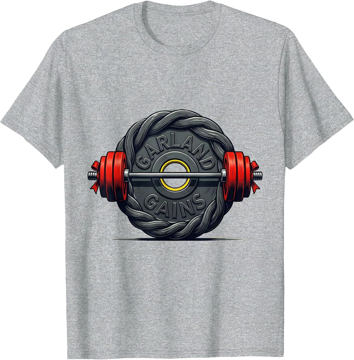 Men's Garland Gains Funny Christmas Gym Weightlifting Fitness T-Shirt - Heather Grey