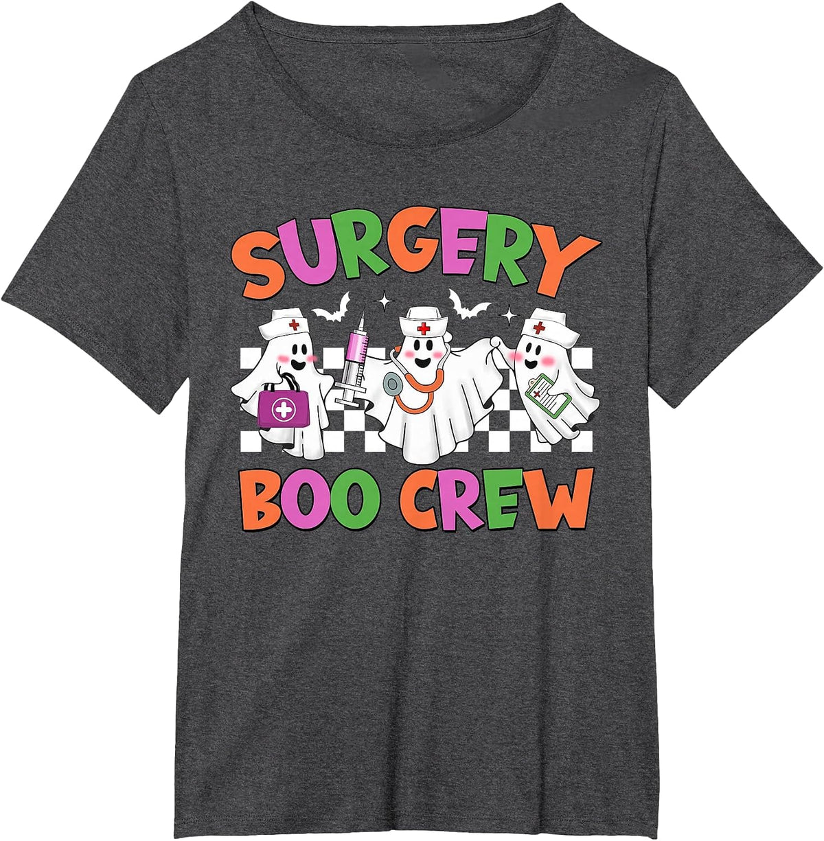 Retro Surgery Boo Crew Surgical Tech Halloween Costumes T-Shirt - Dark Heather Grey