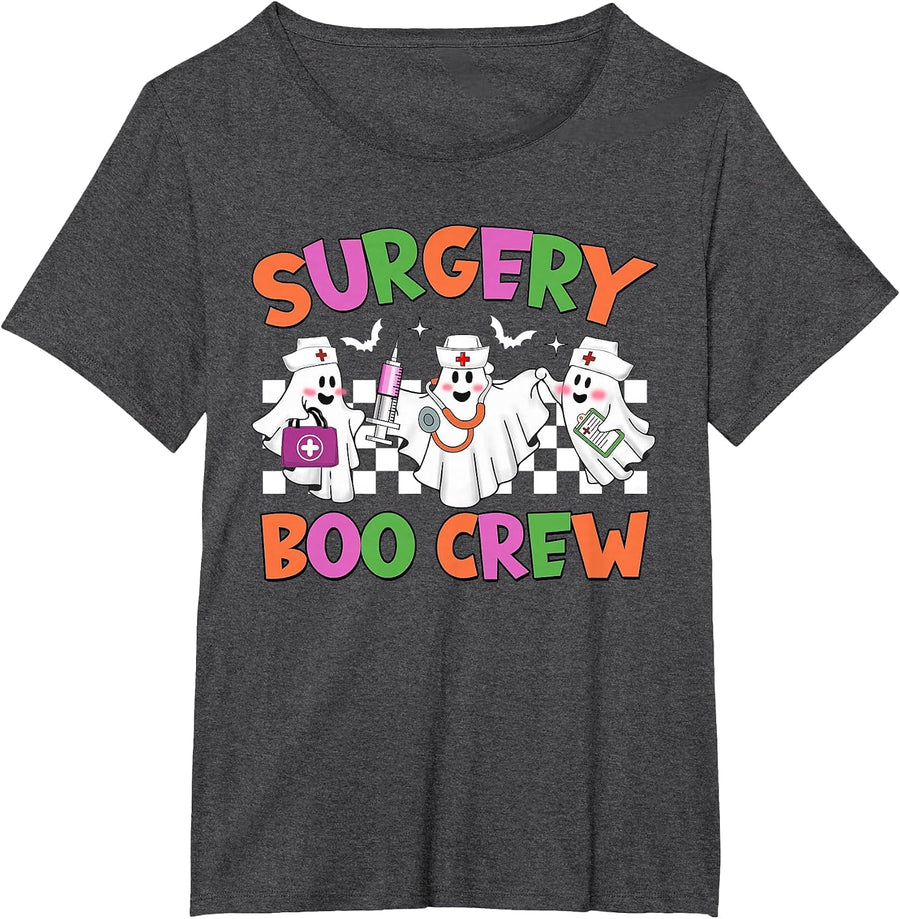 Retro Surgery Boo Crew Surgical Tech Halloween Costumes T-Shirt - Dark Heather Grey