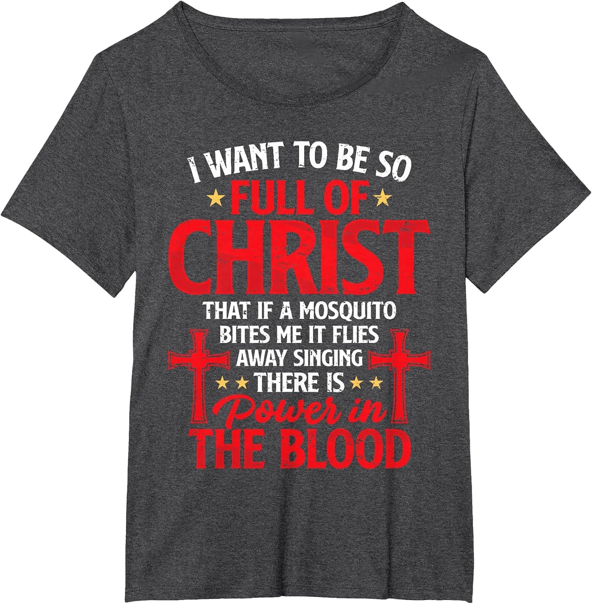 There's Power in Blood Funny Religious Christian Faith Jesus T-Shirt - Dark Heather Grey