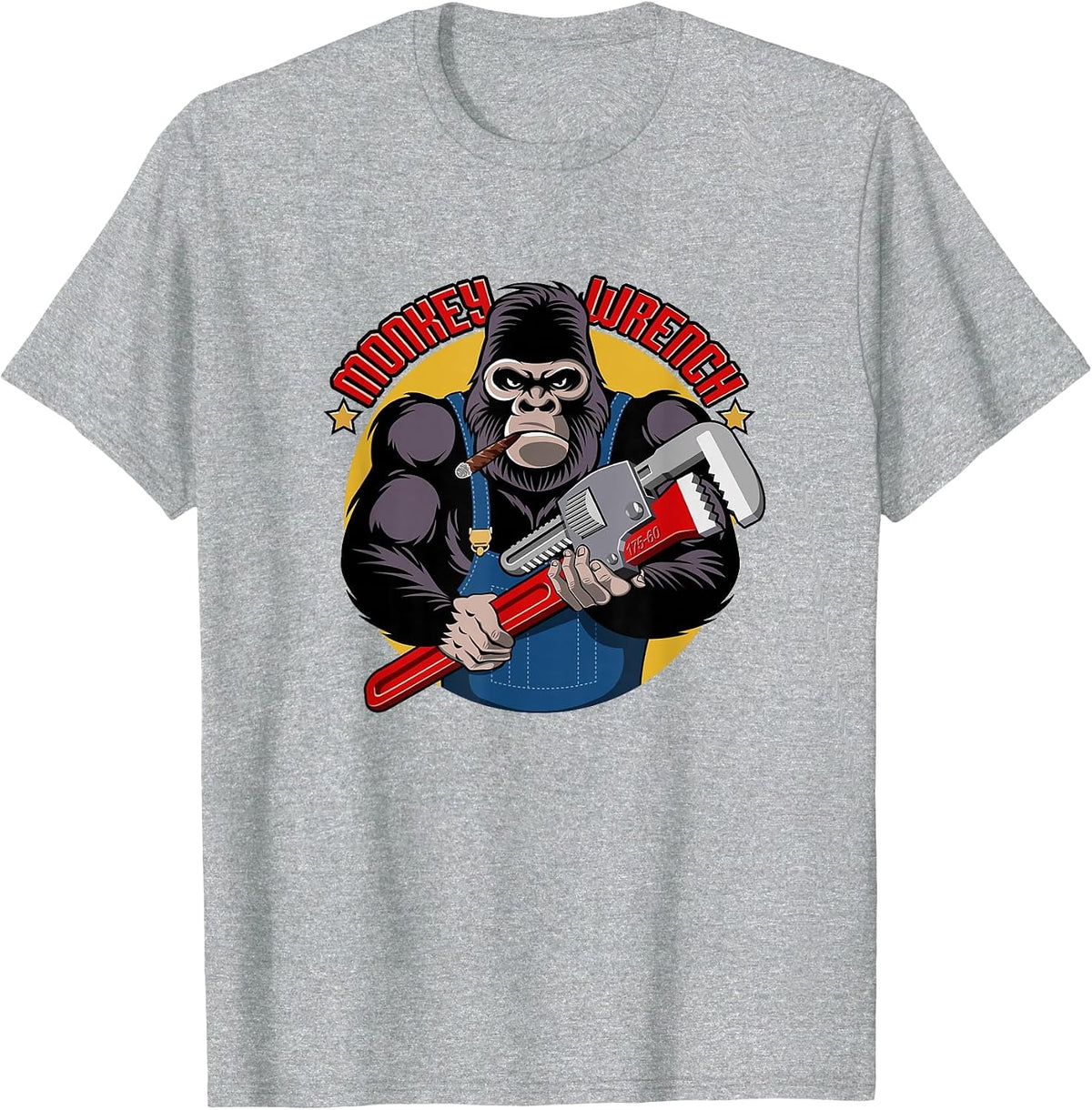 Monkey Wrench Mechanic Grease Monkey Car Repair Technician T-Shirt - Heather Grey