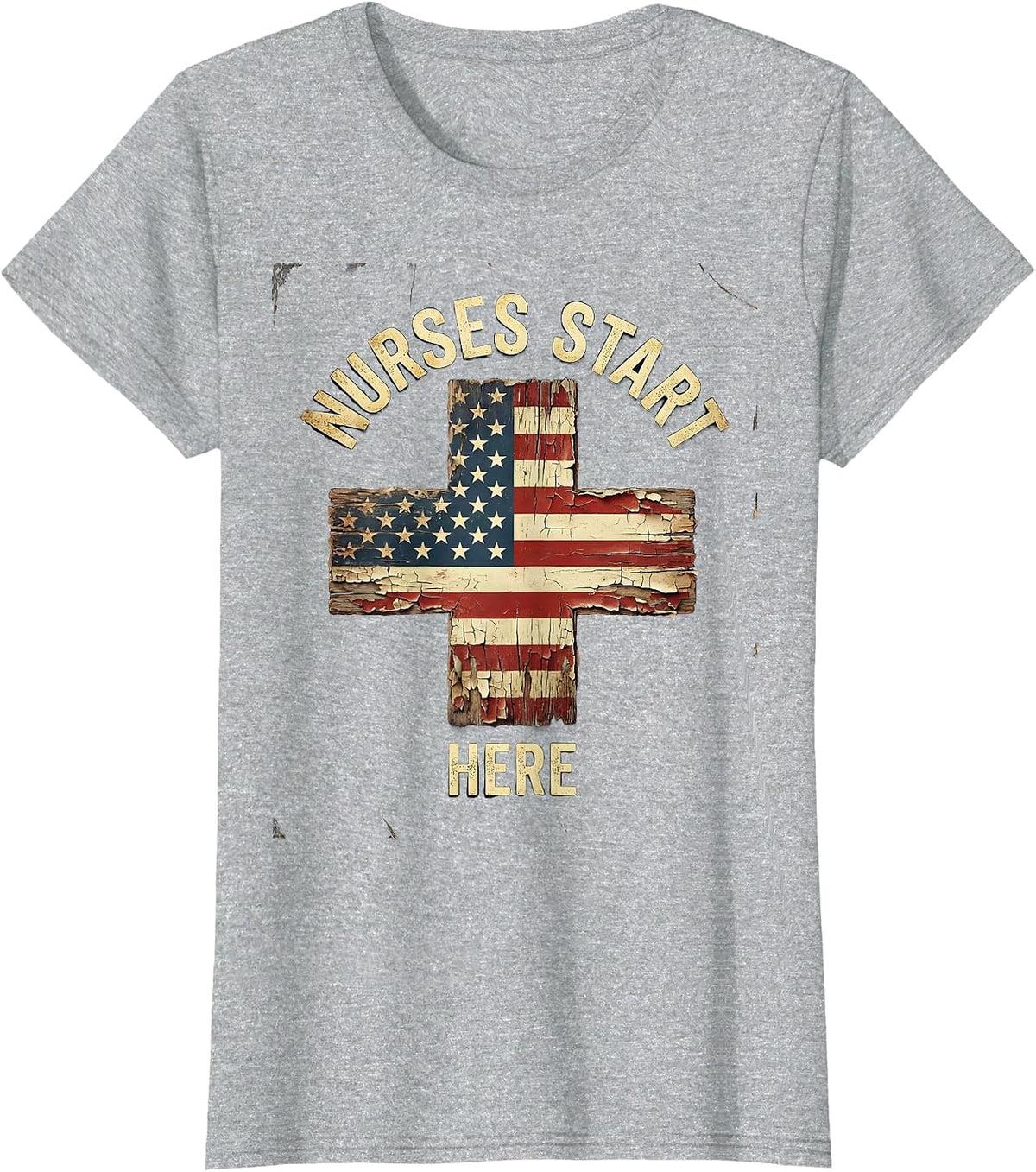 Nurses Start Here Healthcare Pride Design T-Shirt - Heather Grey