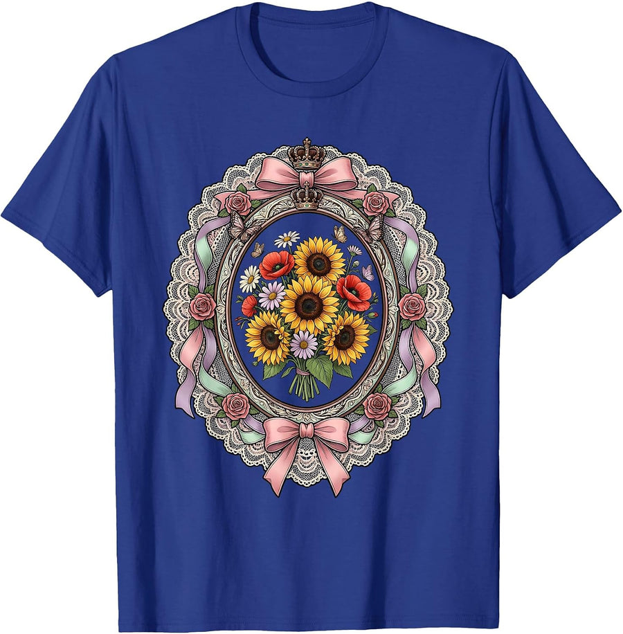 Gigi Wildflower Field Runner Graphic Tee T-Shirt - Royal Blue