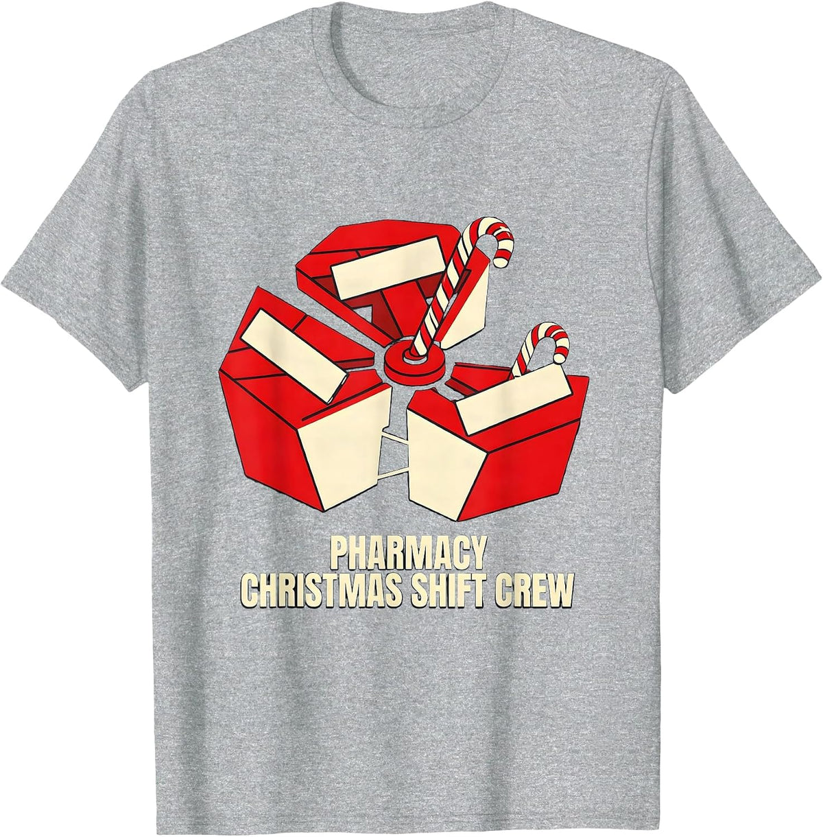 Men's Pharmacy Christmas Shift Crew Funny Pharmacist Tech Holiday T-Shirt - Heather Grey