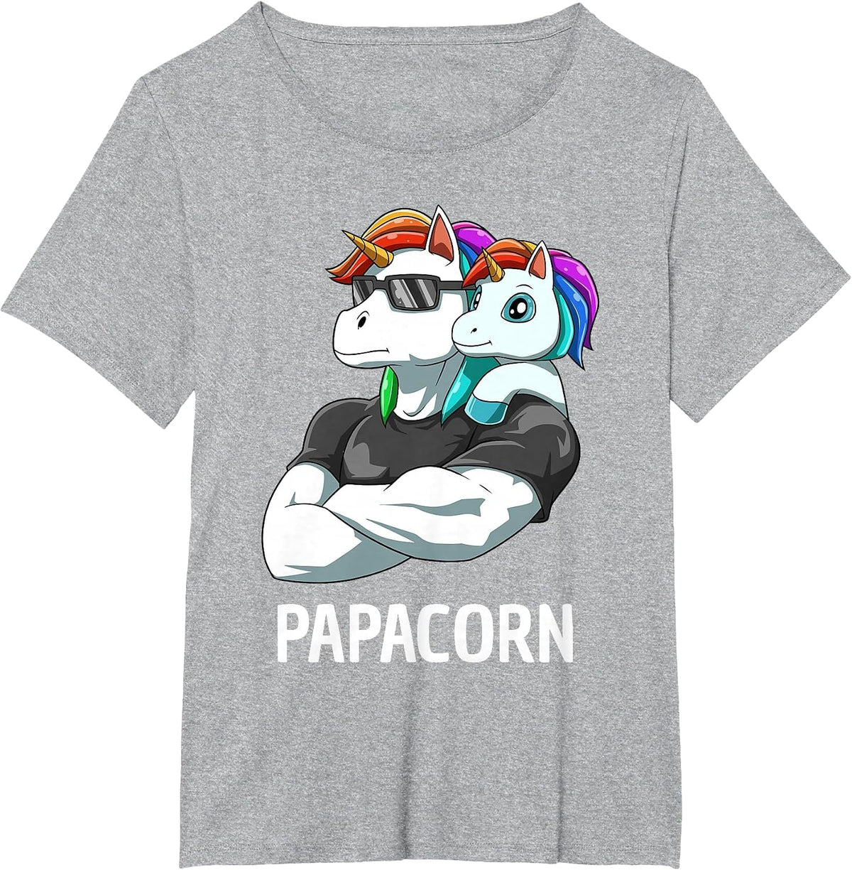 Papacorn - Father Daughter Unicorns T-Shirt - Heather Grey