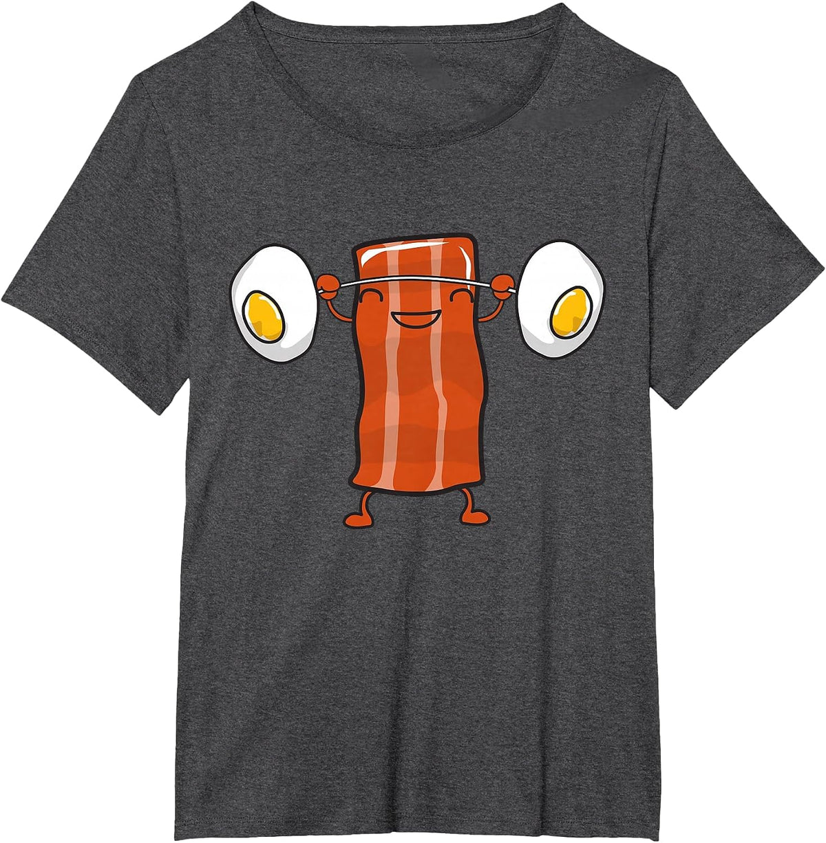 Bacon Lifting Eggs Funny Keto Snatch Squat Barbell Weight T-Shirt - Dark Heather Grey
