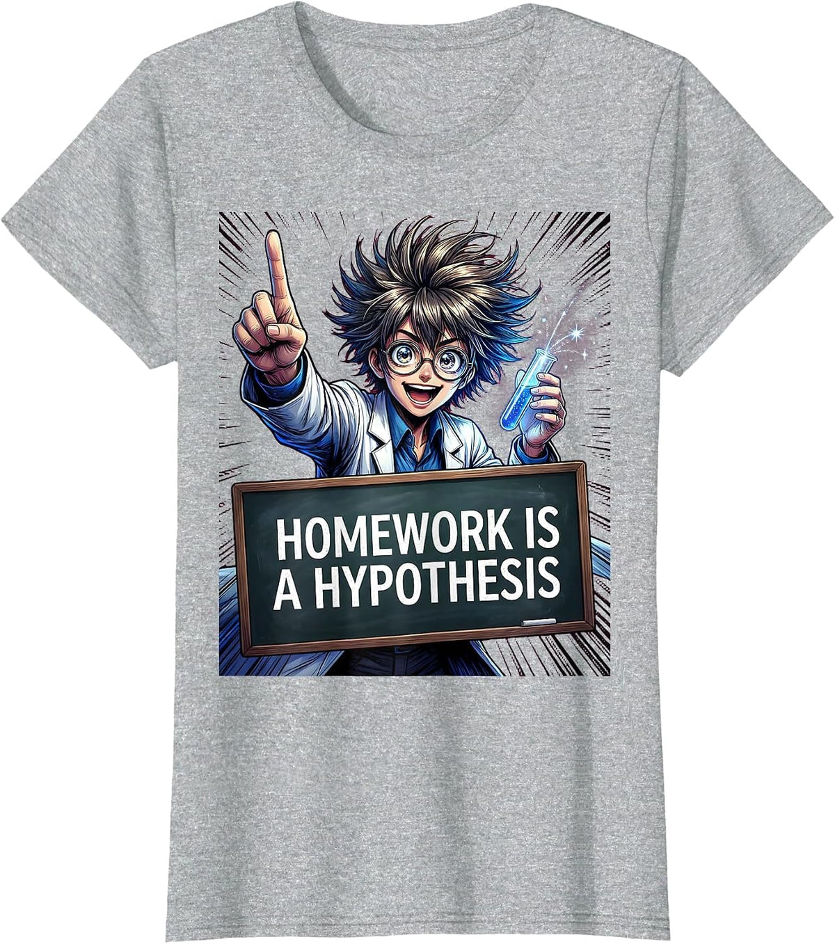 Homework Is a Hypothesis Science Teacher Design T-Shirt - Heather Grey