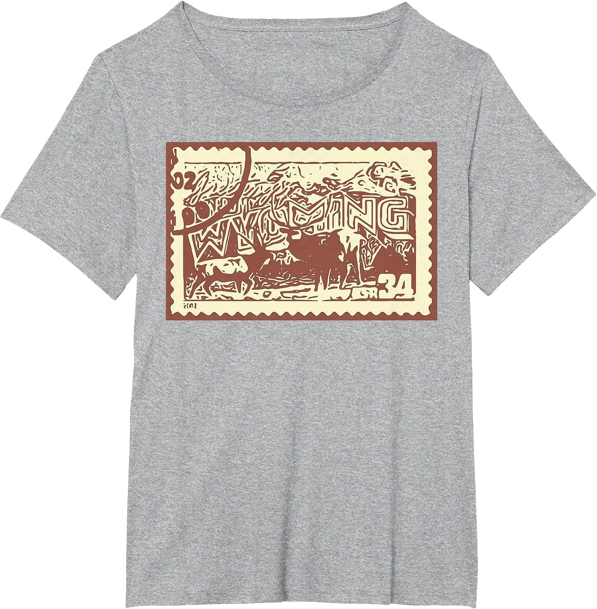 US State Stamp Vintage Greetings from Wyoming Collector T-Shirt - Heather Grey