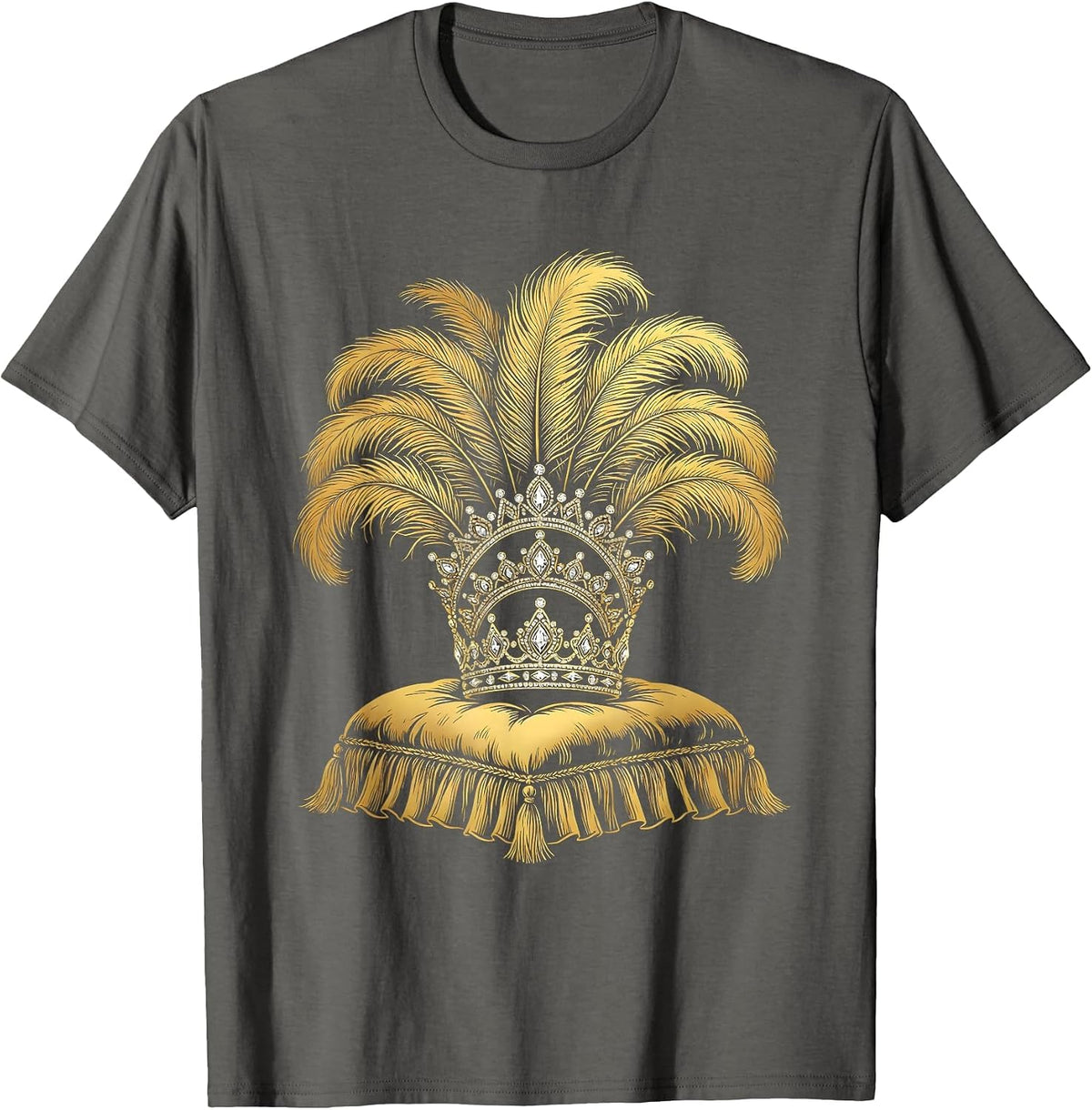 Men's Showgirl Crown on Velvet Cushion Graphic T-Shirt - Asphalt Grey