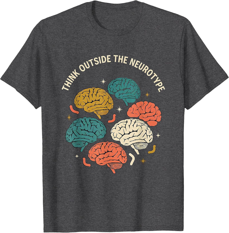 Men's Think Outside the Neurotype Neurodiversity Design T-Shirt - Dark Heather Grey