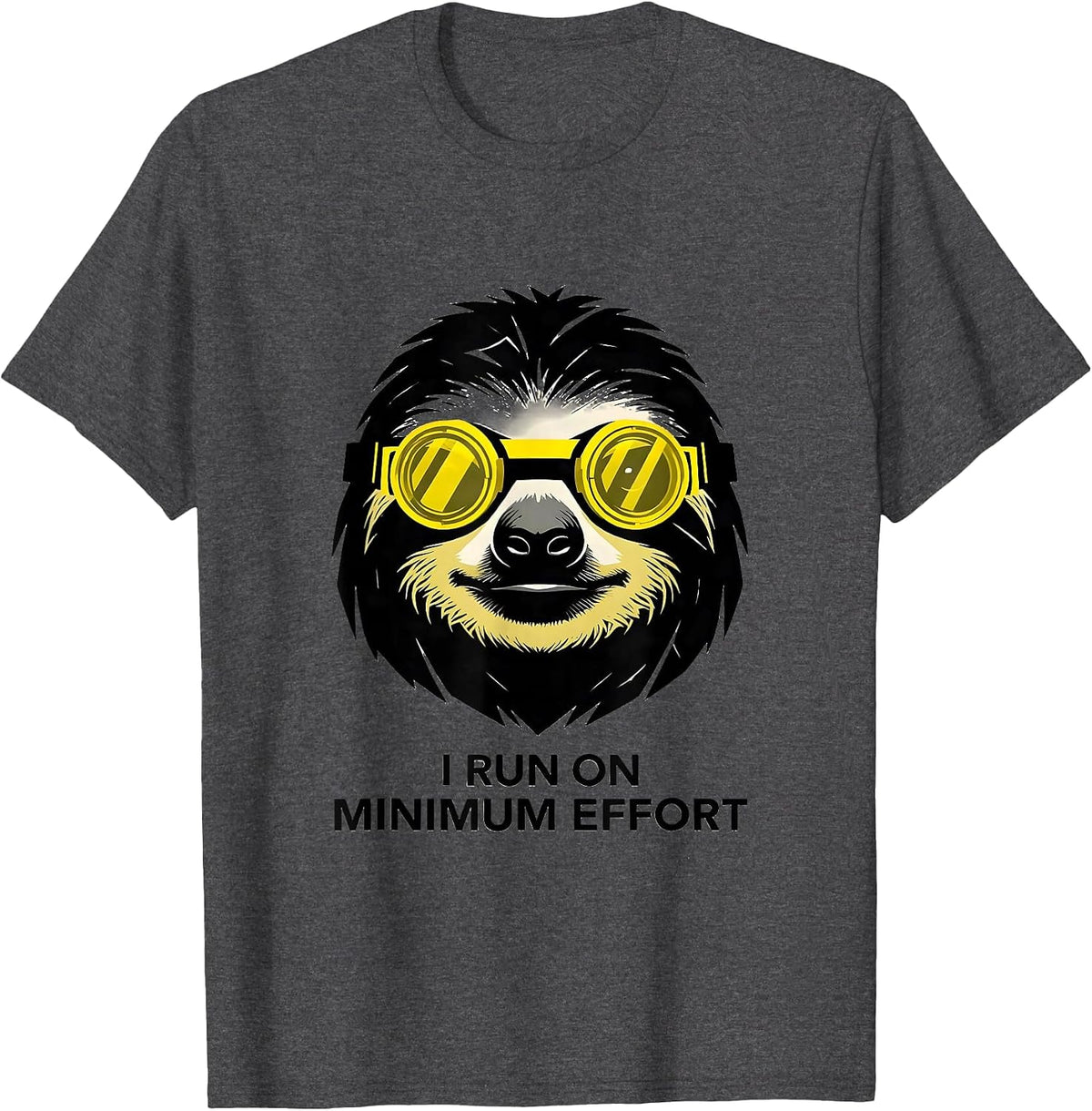 Men's I Run On Minimum Effort Funny Sloth Novelty Animal Lover T-Shirt - Dark Heather Grey
