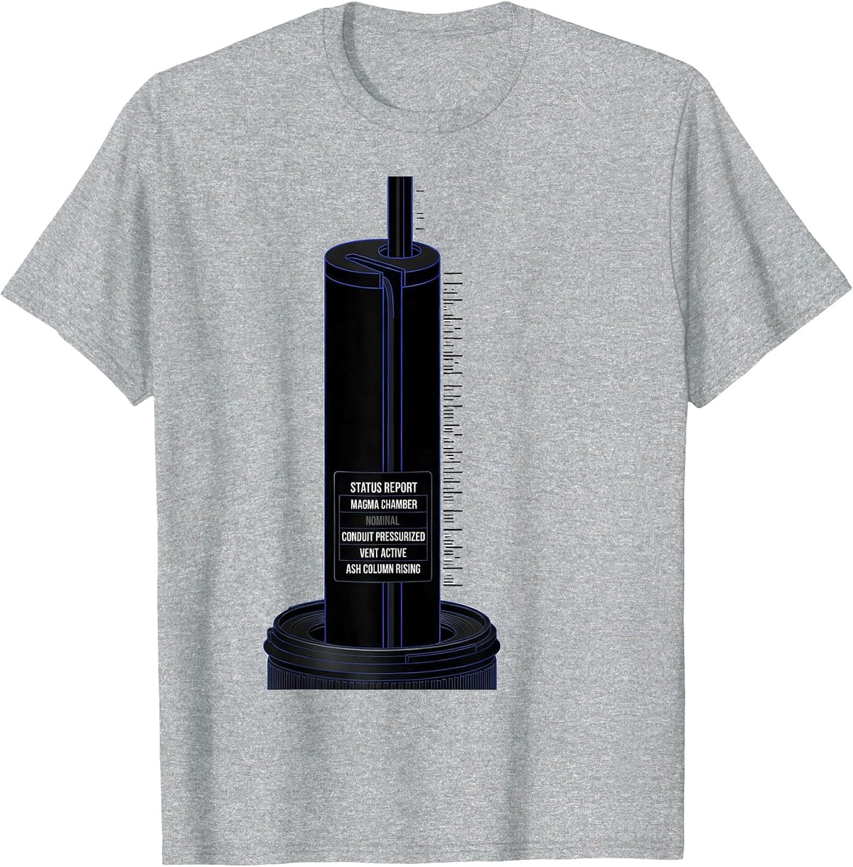 Men's Status Report Magma Chamber Volcano Anatomy Diagram T-Shirt - Heather Grey