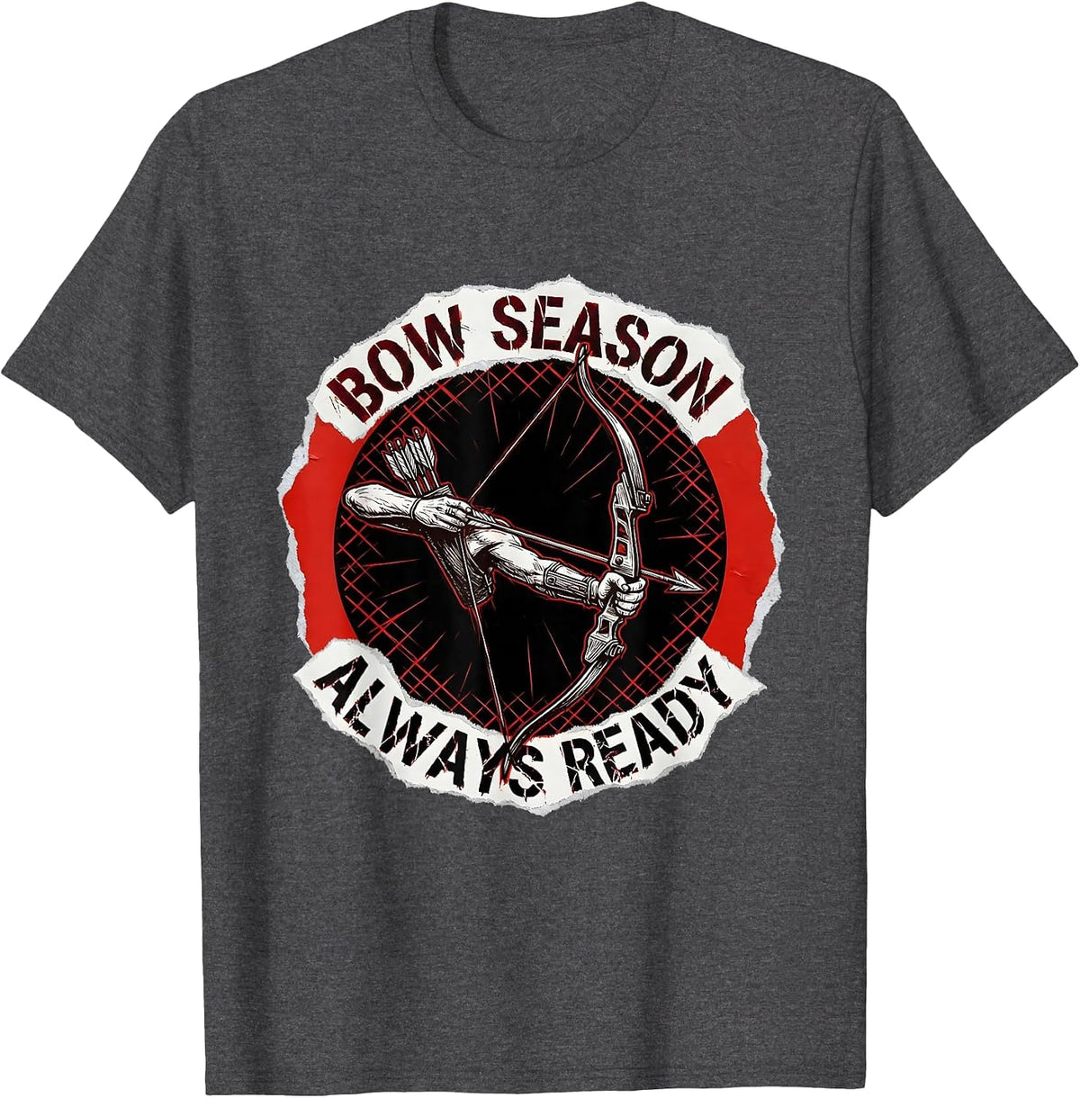 Bow Season Always Ready Archery Hunter Design T-Shirt - Dark Heather Grey